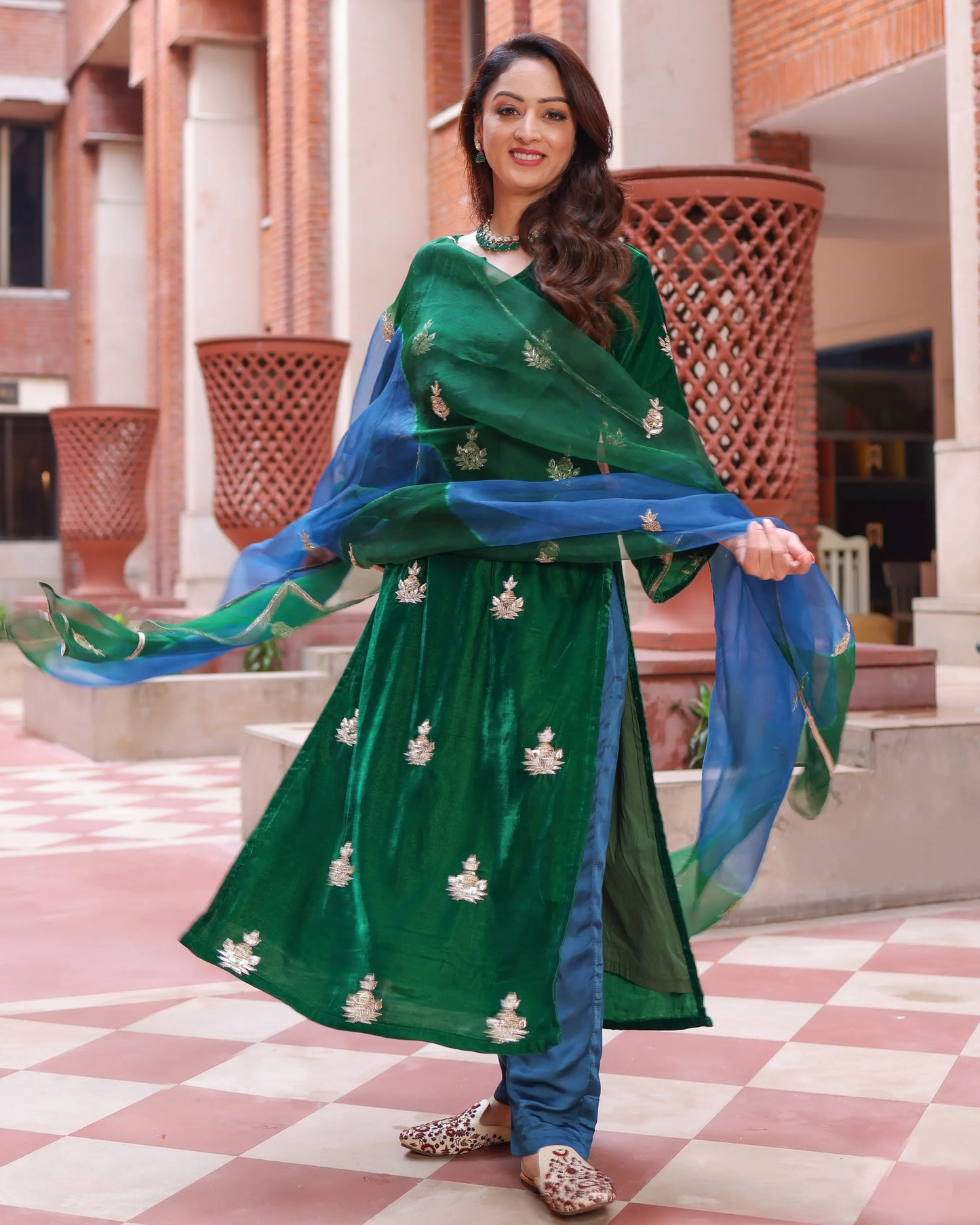 Classic Green Velvet Handcrafted Suit Set My Store