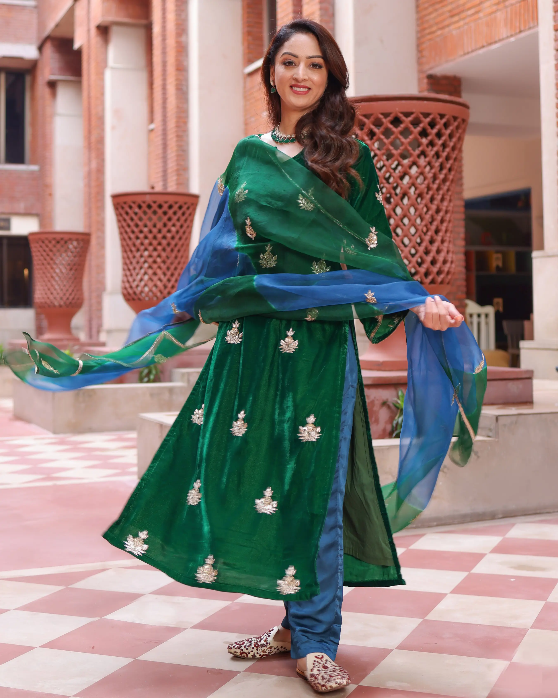 Classic Green Velvet Handcrafted Suit Set My Store