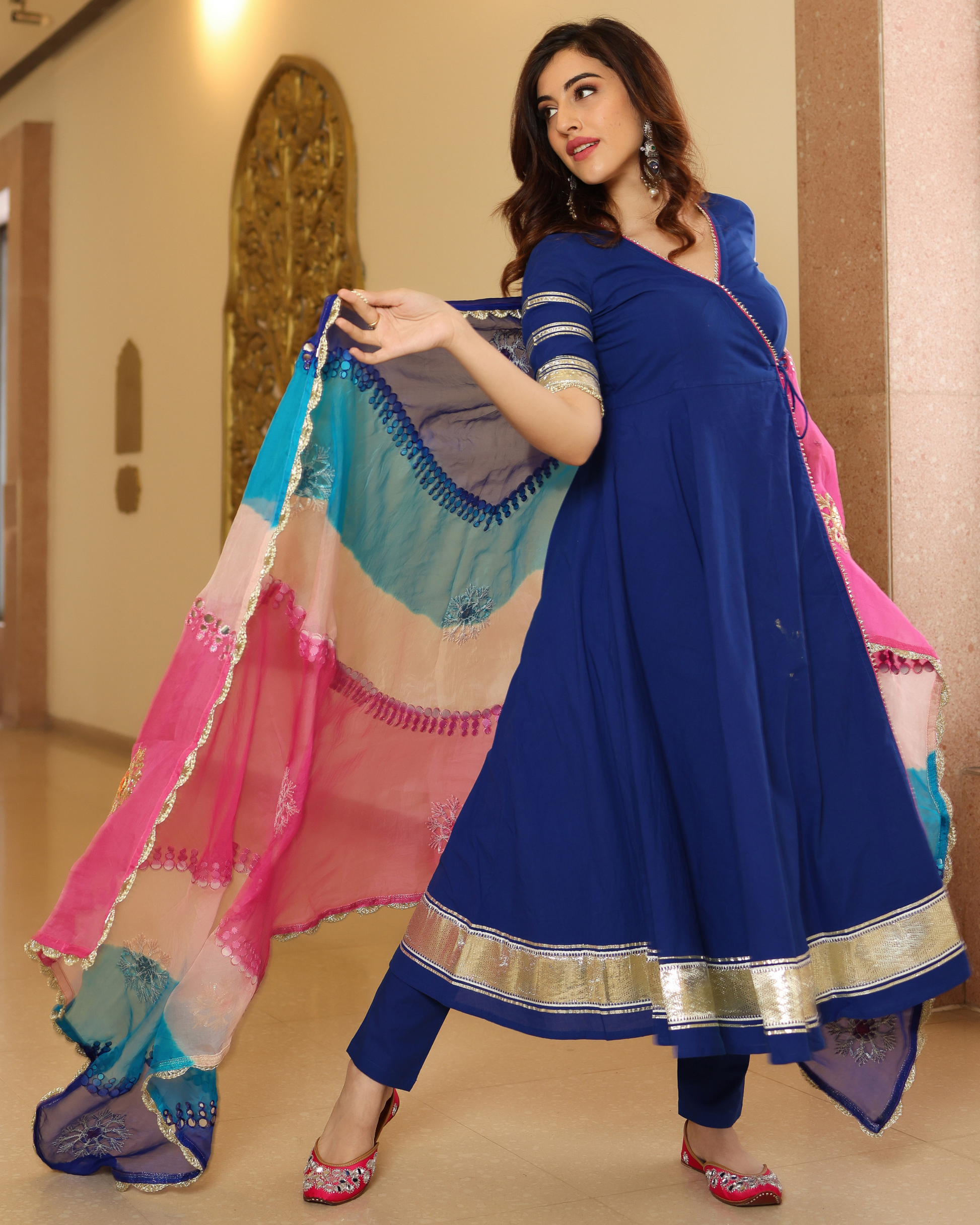 True Navy Gotapatti Anarkali Set Quick Cart