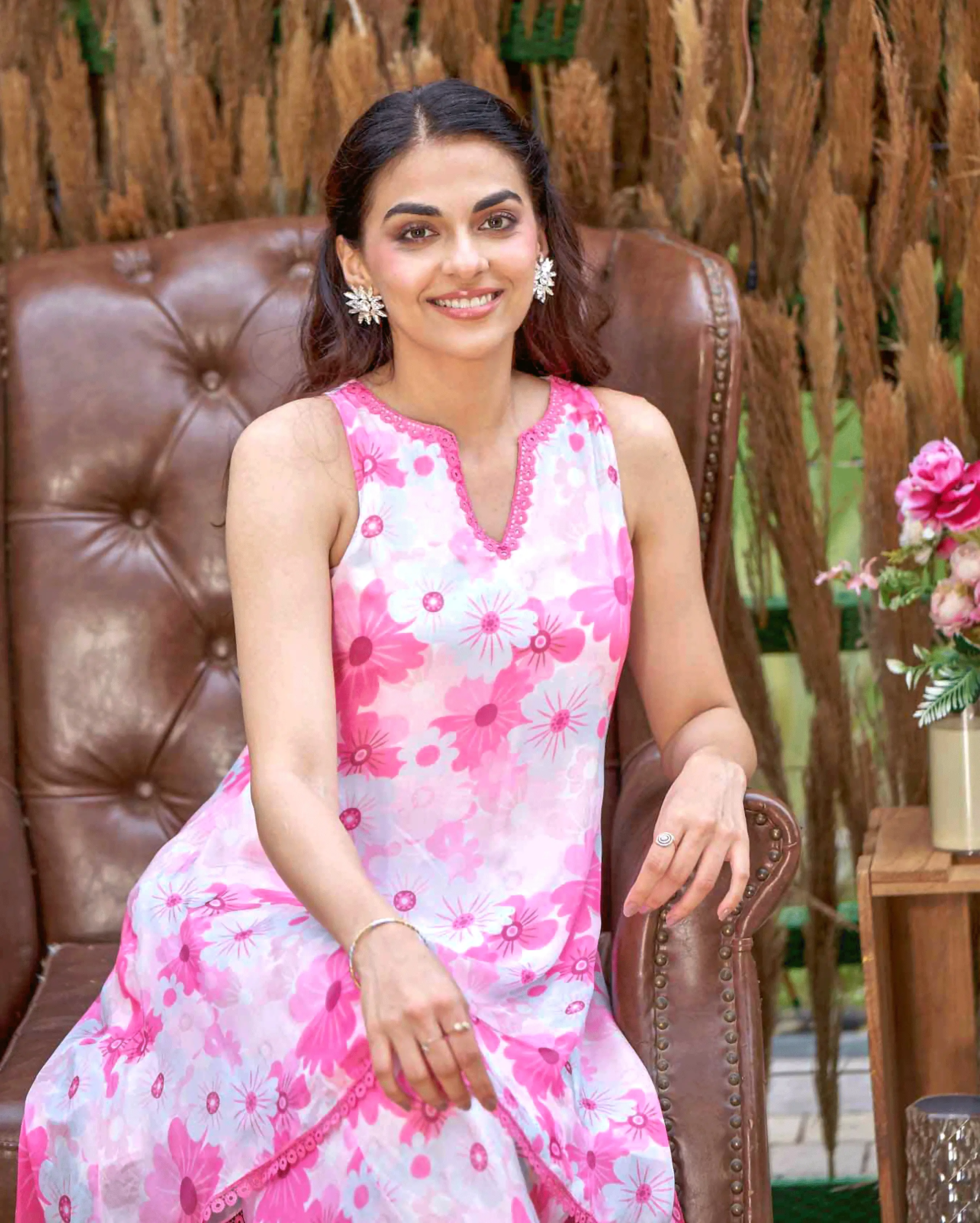 Blossam Pink Printed Silk Coord Set My Store