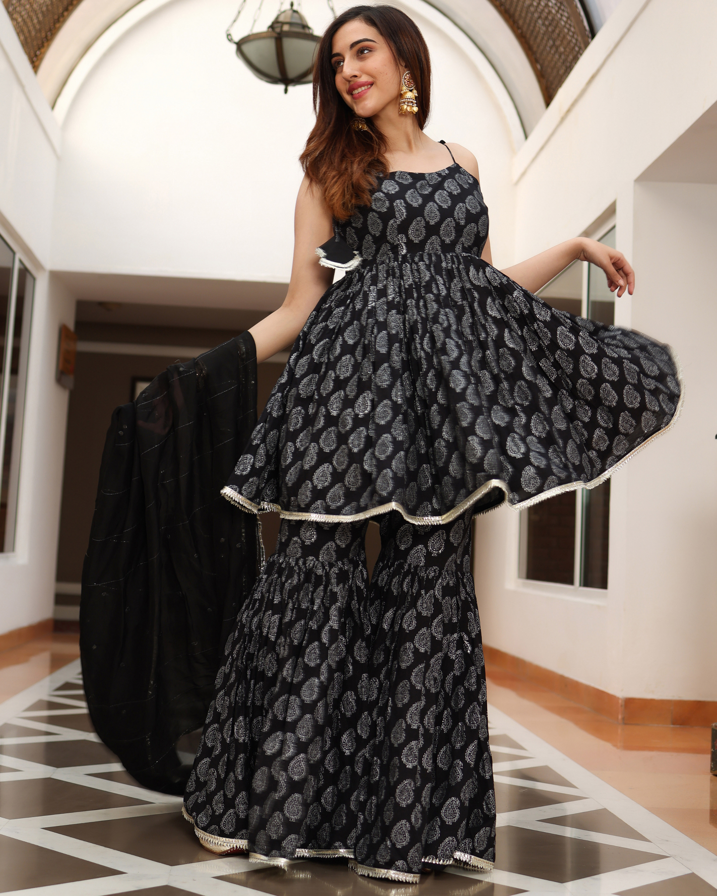 Fresh Black Handblock Sharara Set My Store