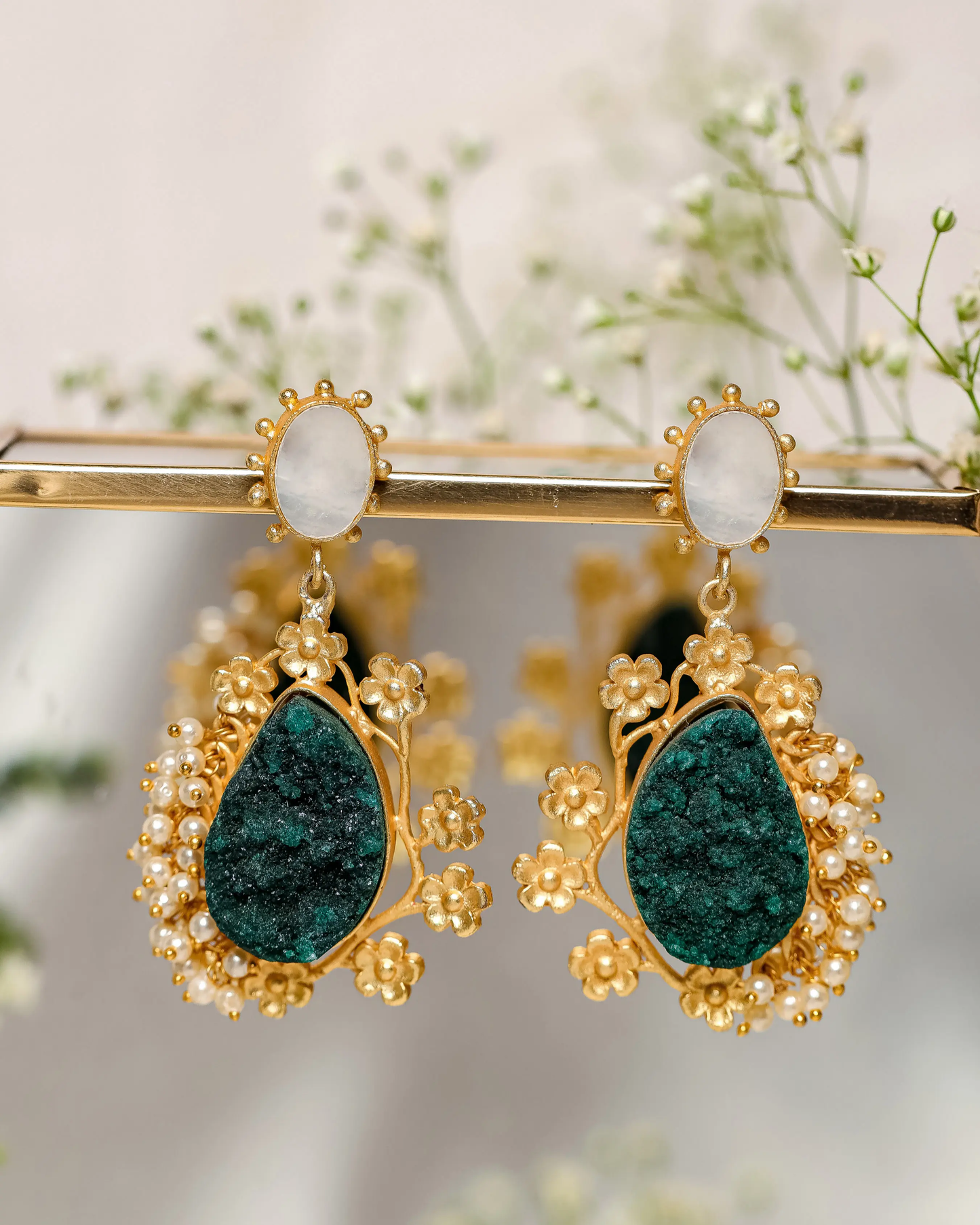 Fluke Green Handcrafted Brass Earrings My Store