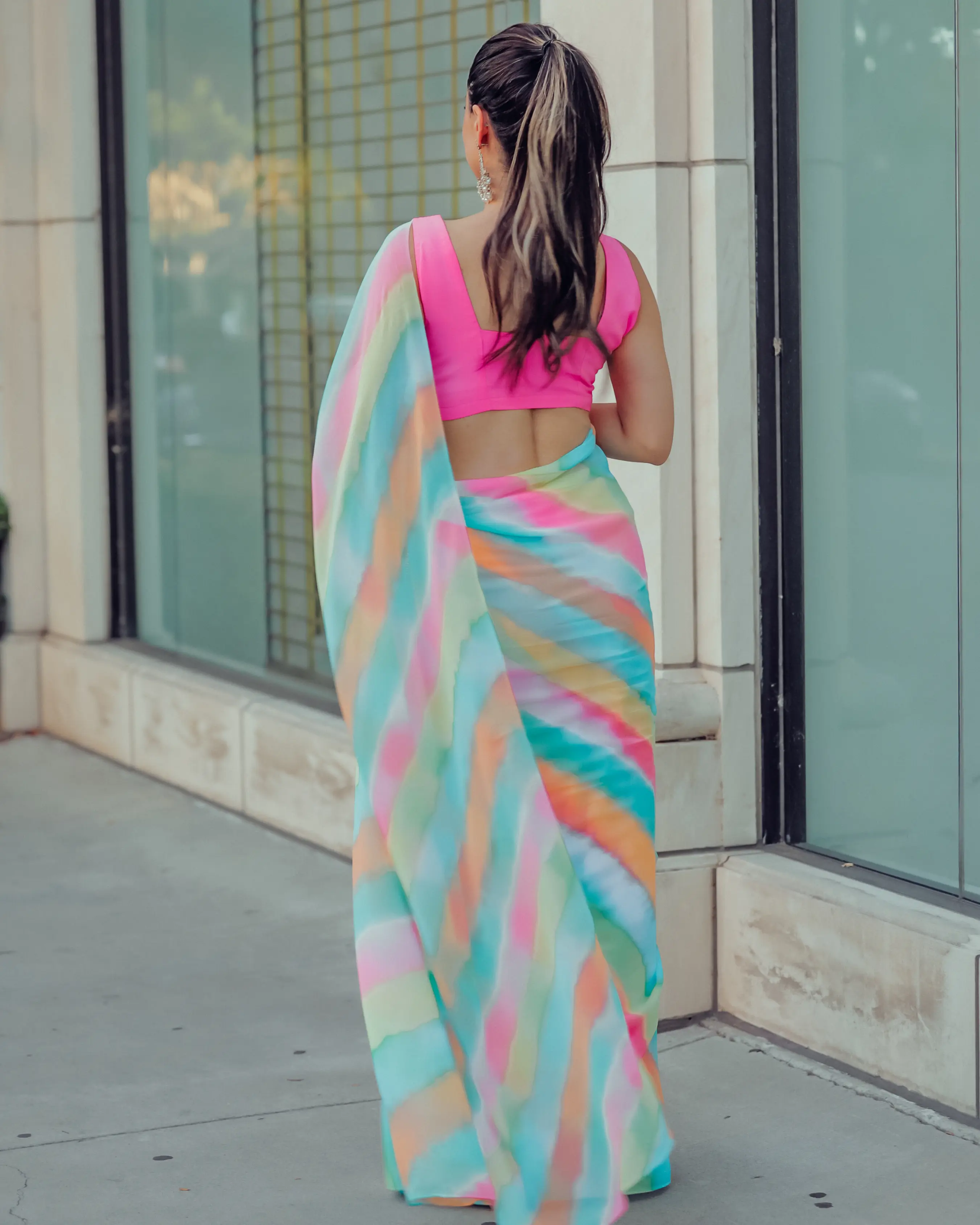 Jazzy Mix Leheriya Pure Chiffon Saree My Store