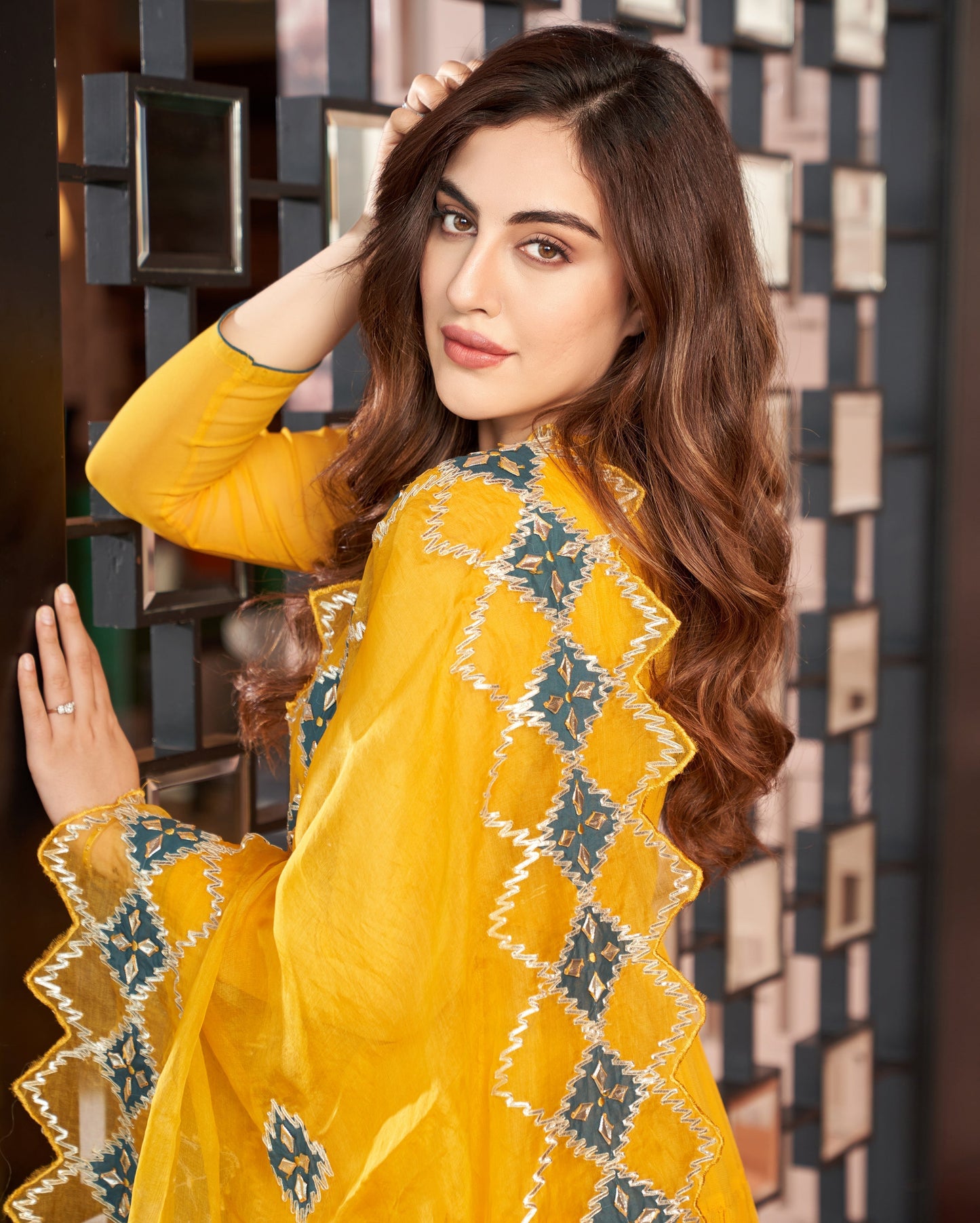 Resham Yellow Gotapatti Georgette Suit Set Quick Cart