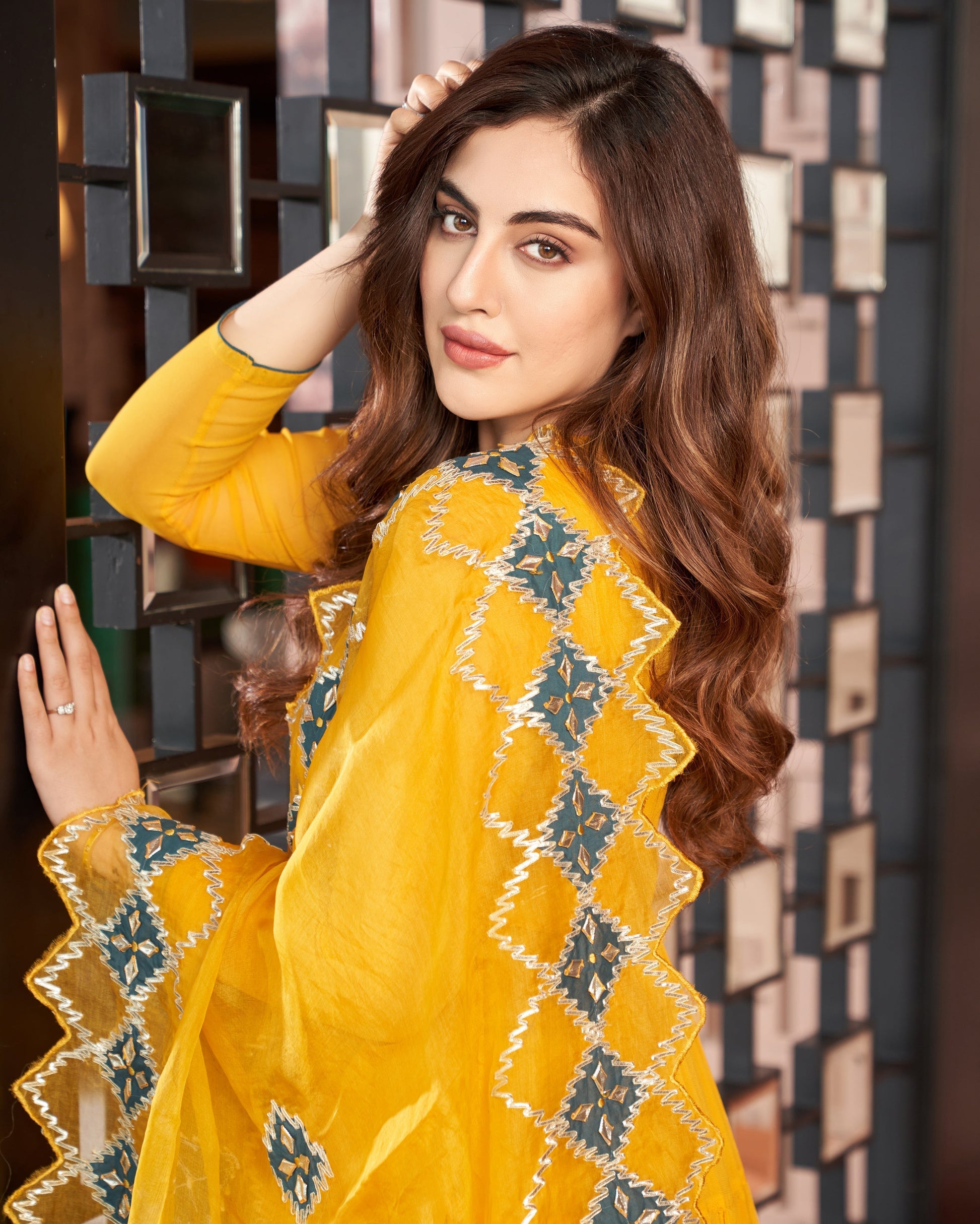 Resham Yellow Gotapatti Georgette Suit Set Quick Cart