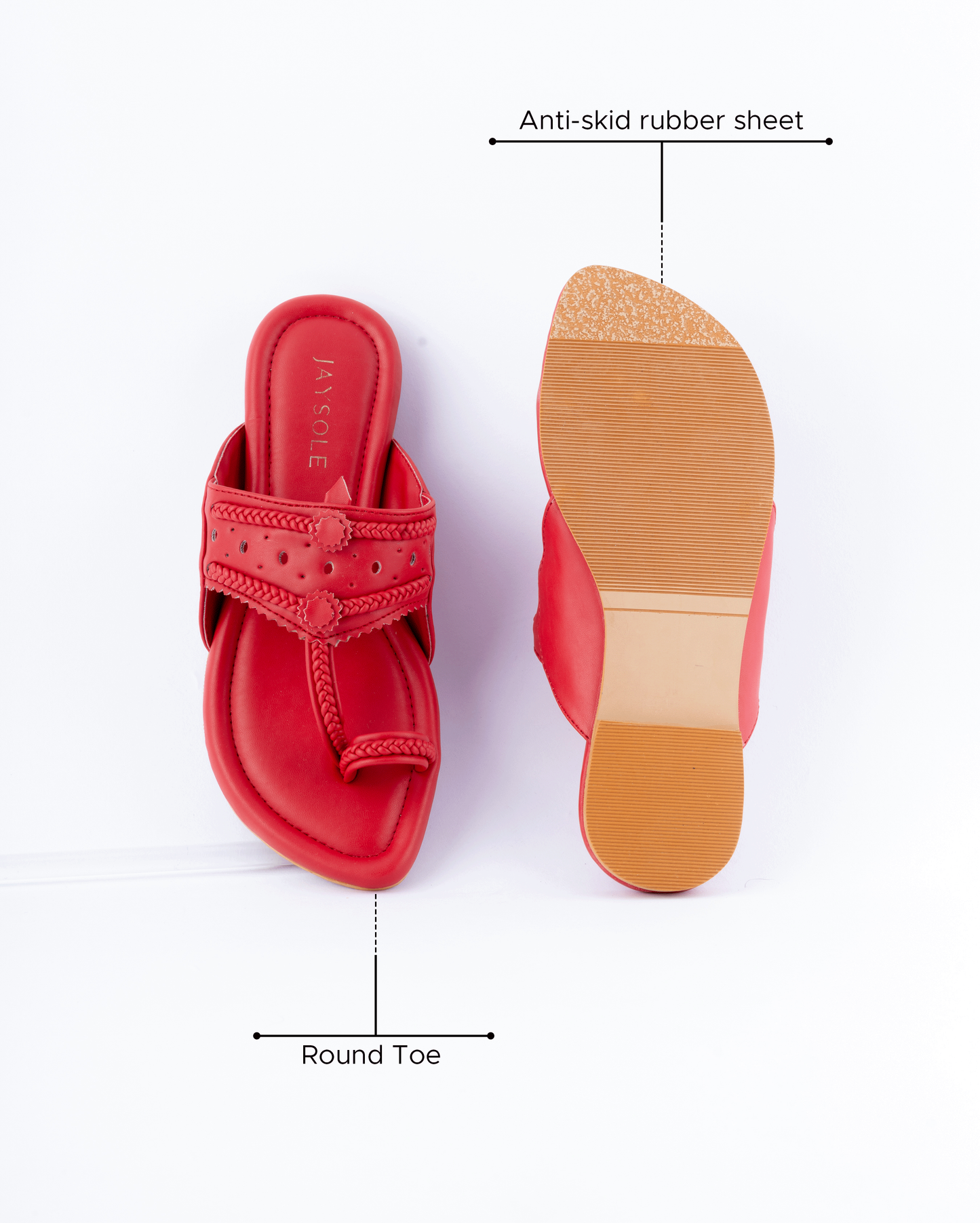 Indian Red Solid Kolha Flats My Store