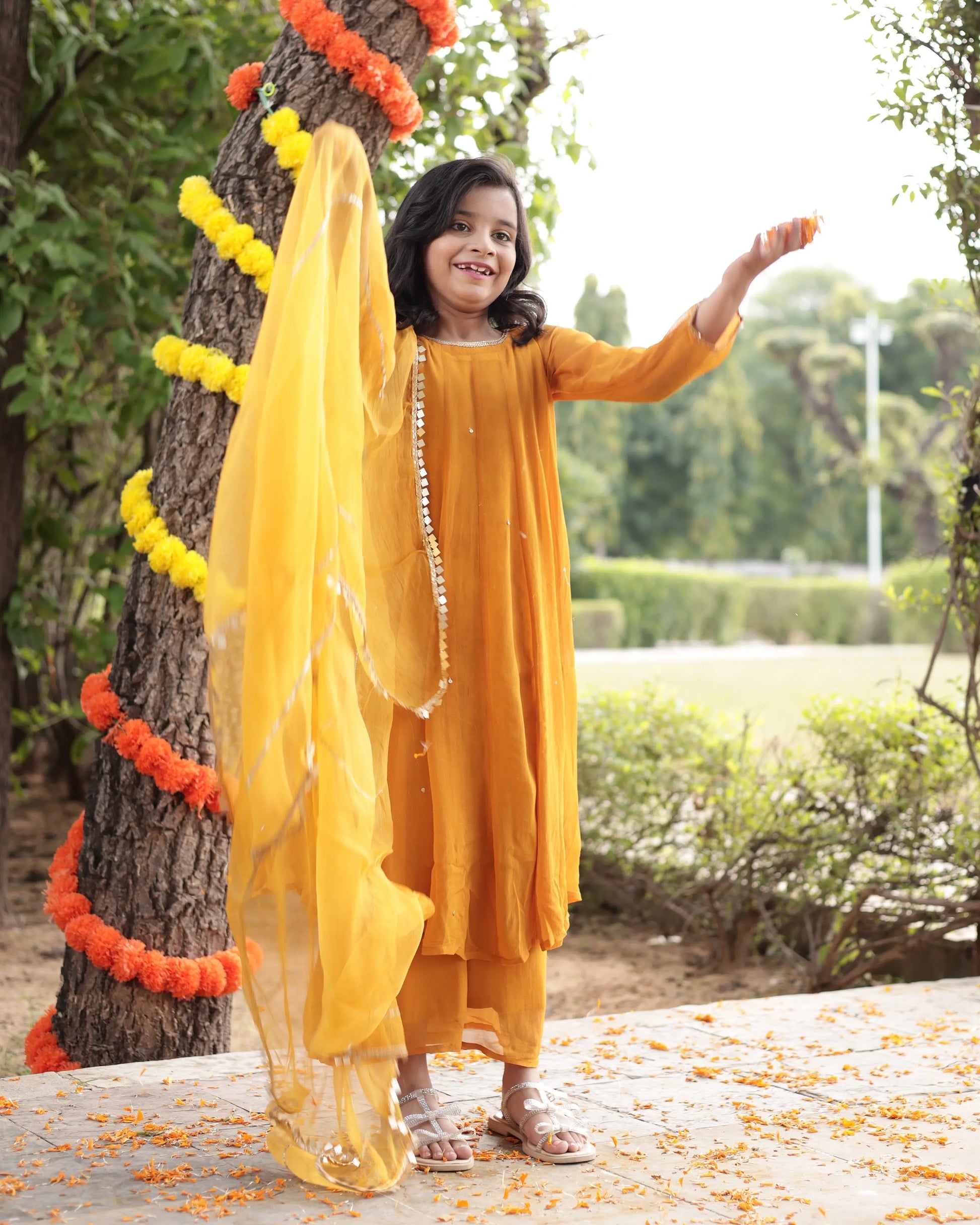Doodle Mustard Sequin Georgette Suit Set My Store