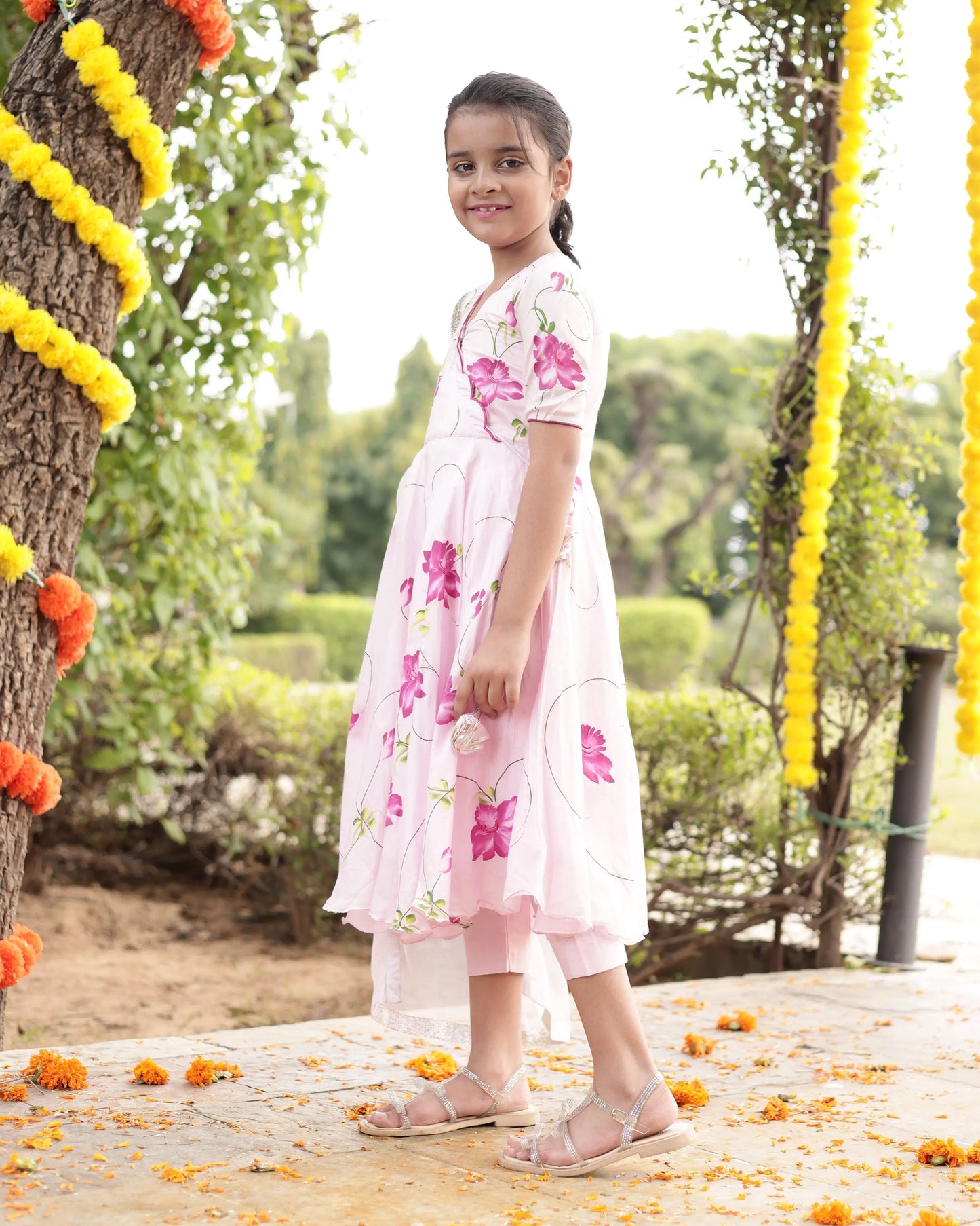 Dandelion Pink Muslin Silk Handcrafted Suit Set My Store