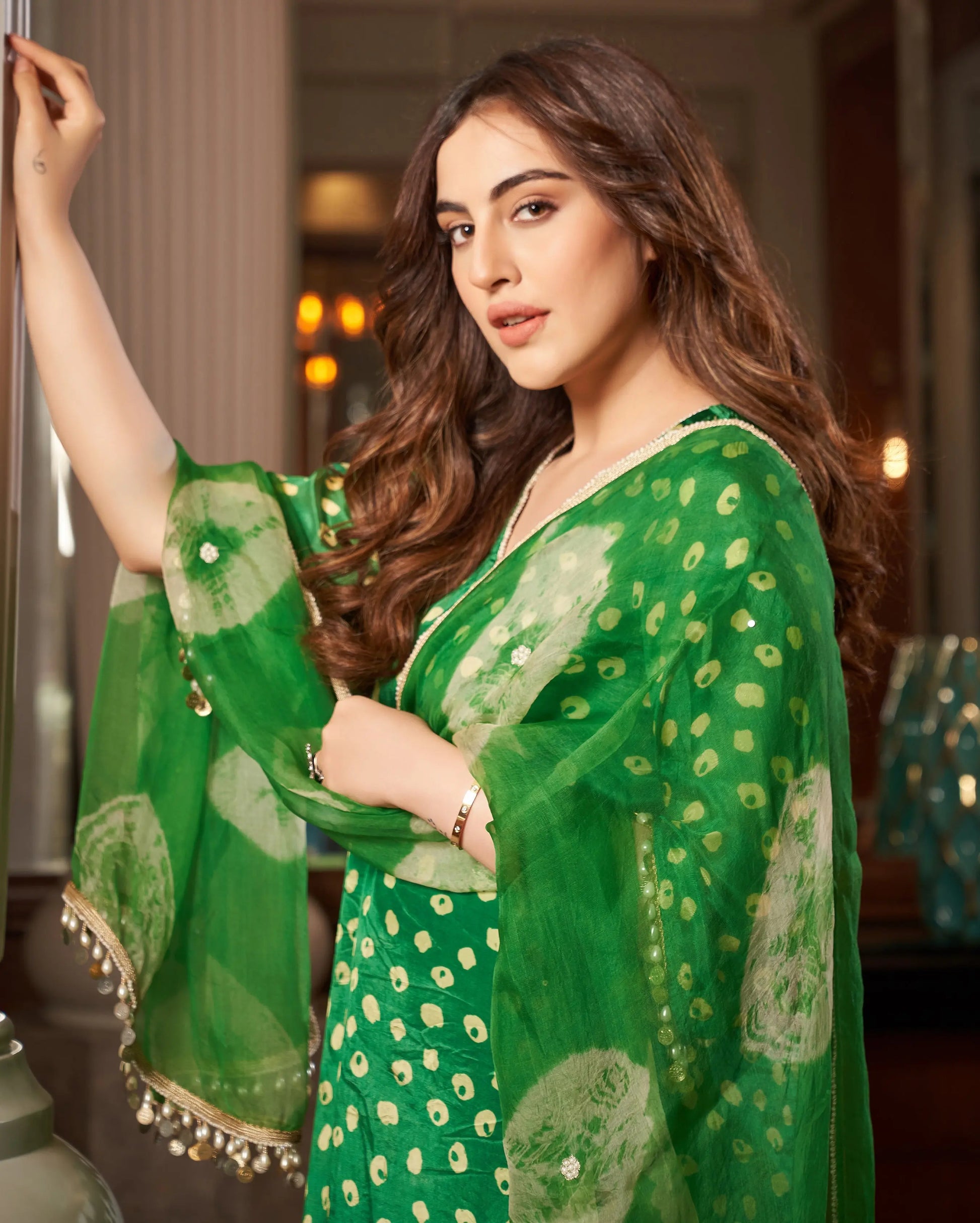 Raksika Green Bandhani Silk Suit Set My Store