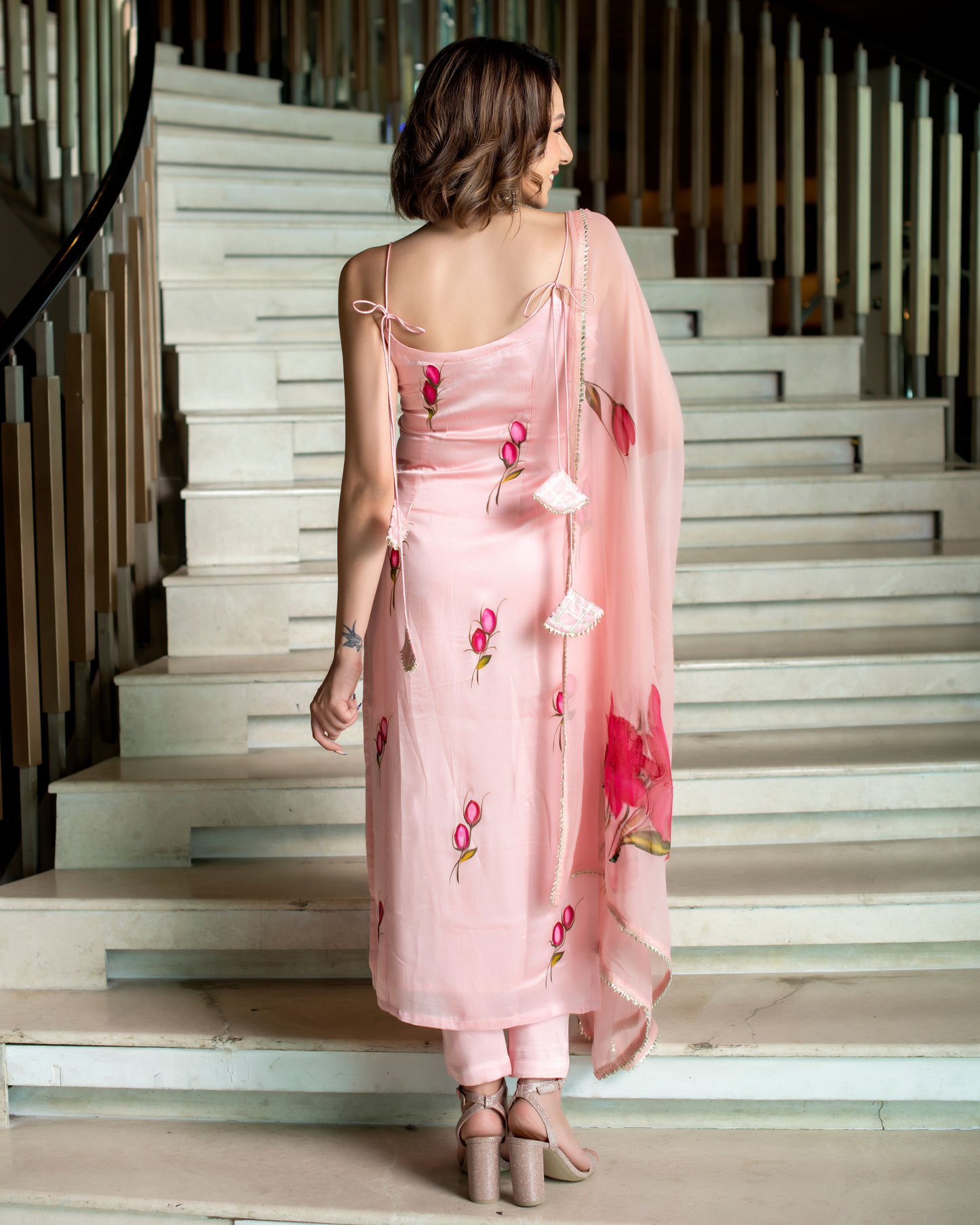 Peach Rose Handpainted Suit Set Quick Cart