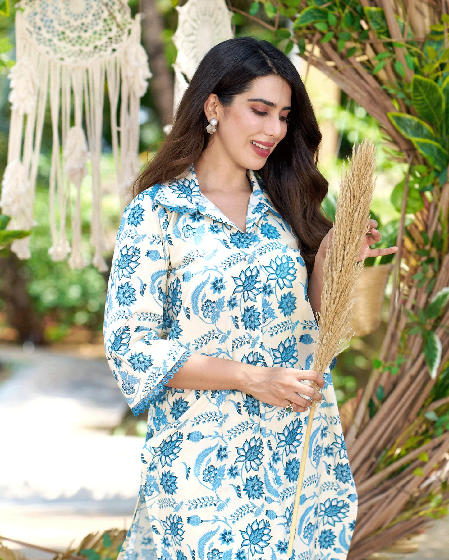 Banu Cream Printed Cotton Kurta Set My Store