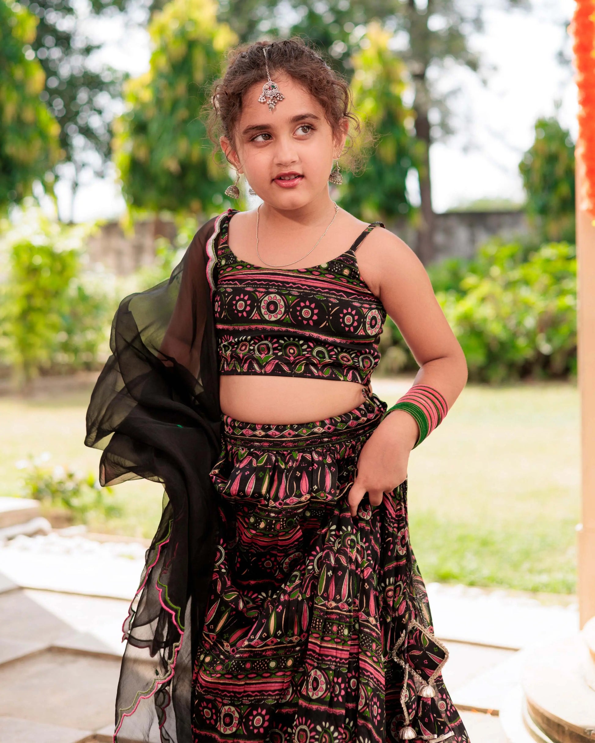 Noir Mystique Black Chanderi Lehenga Set My Store