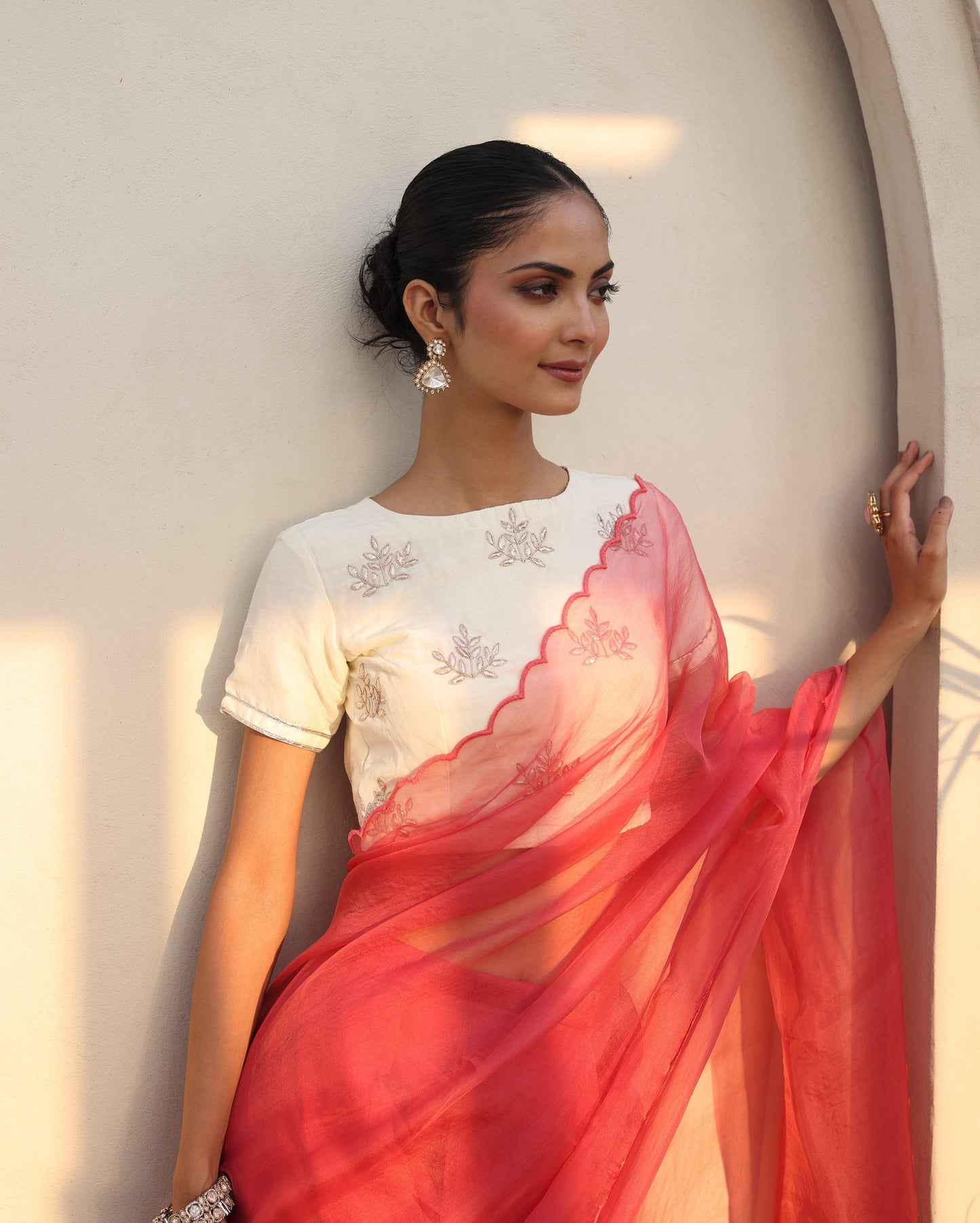 Tara White Chanderi Gotapatti Blouse My Store