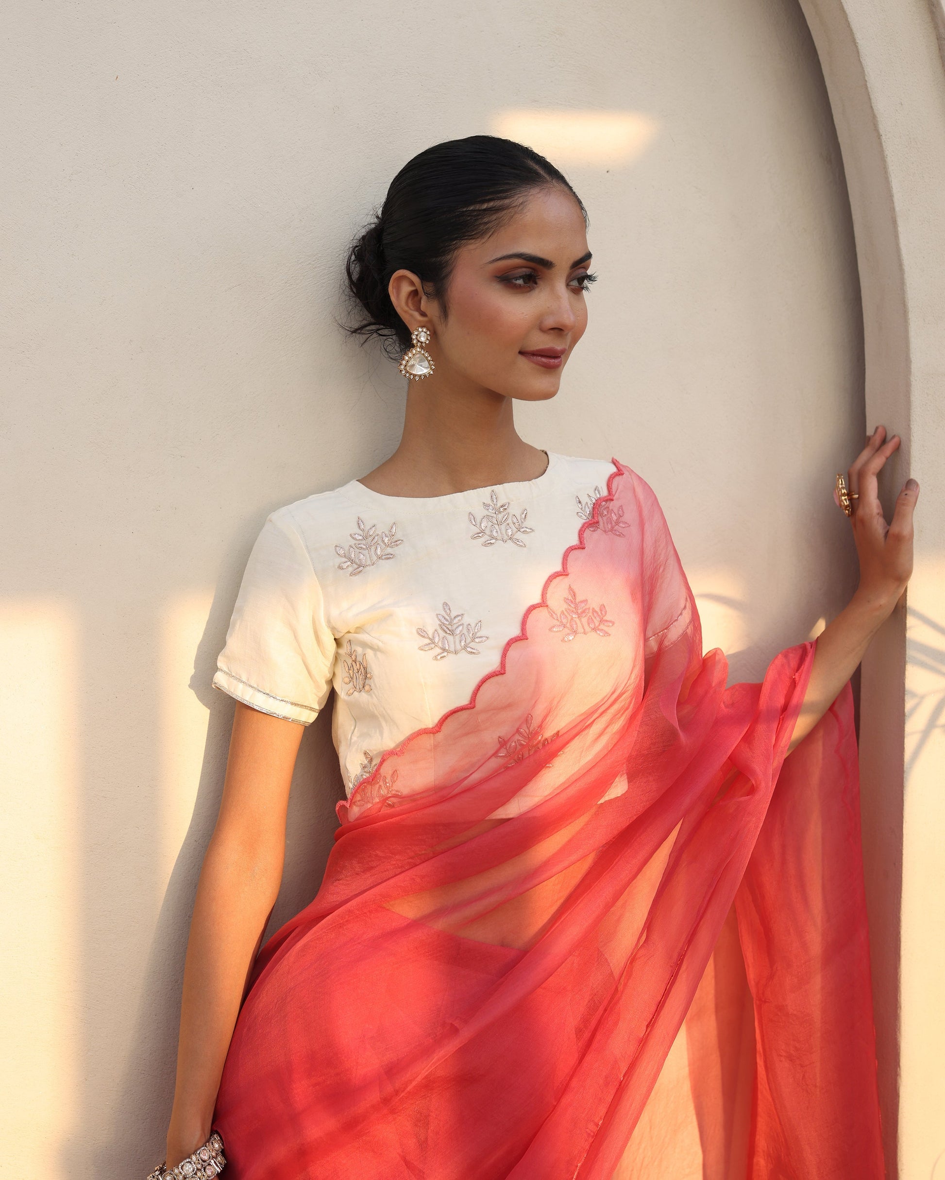 Tara White Chanderi Gotapatti Blouse My Store