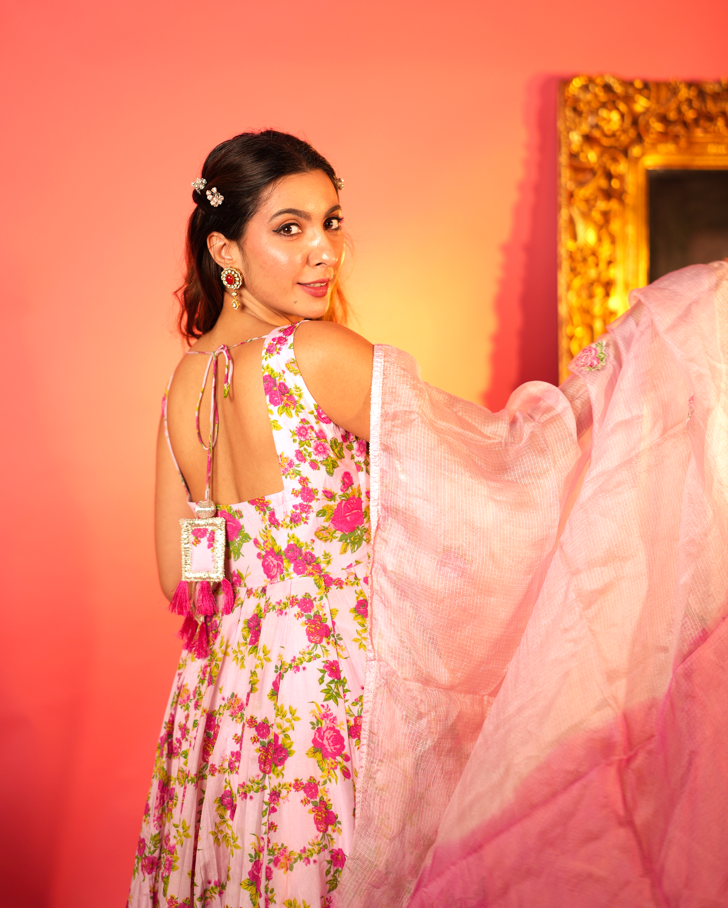 Gulaab Baby Pink Printed Silk Suit Set My Store