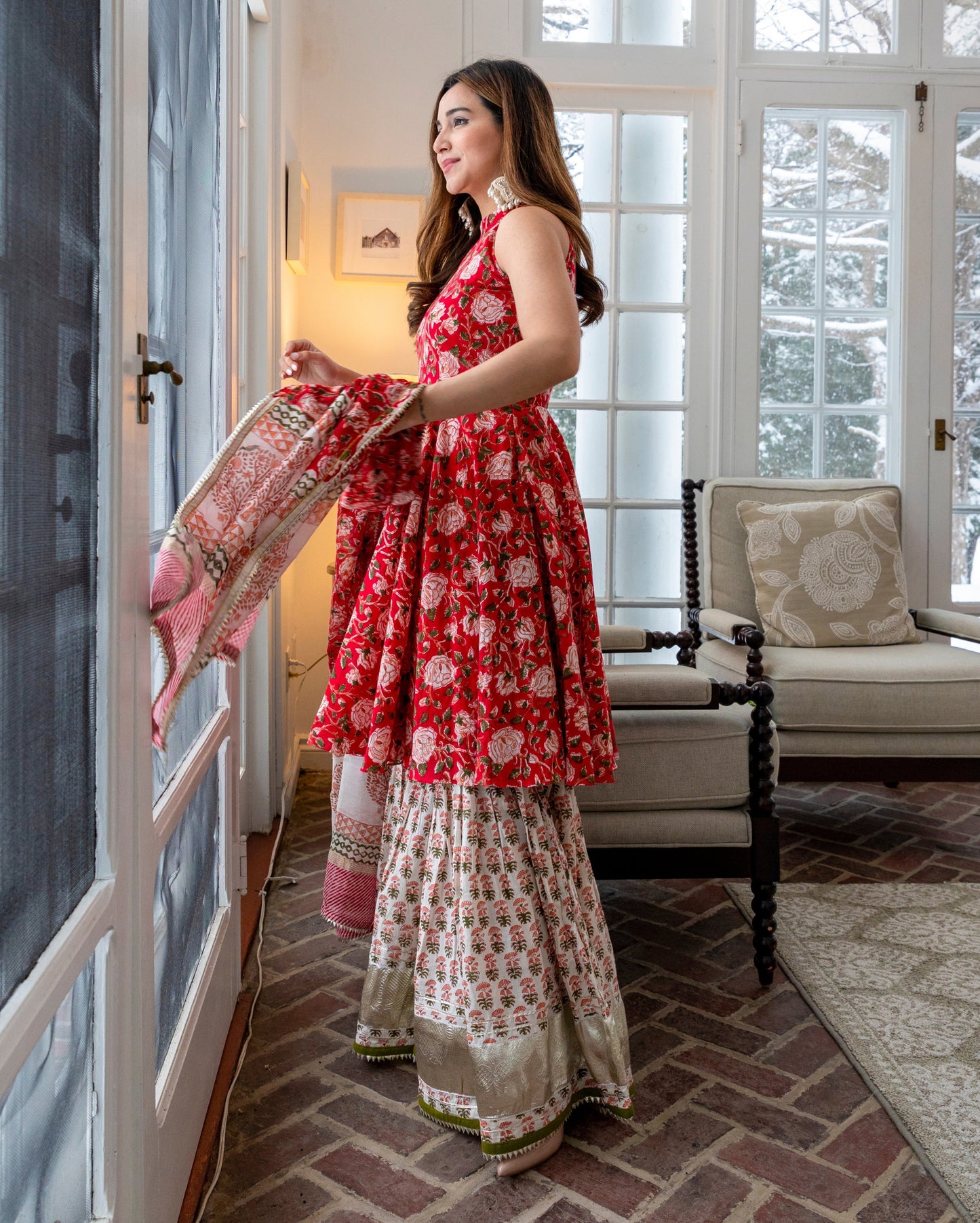 Red Finch Handblock Sharara Set Quick Cart