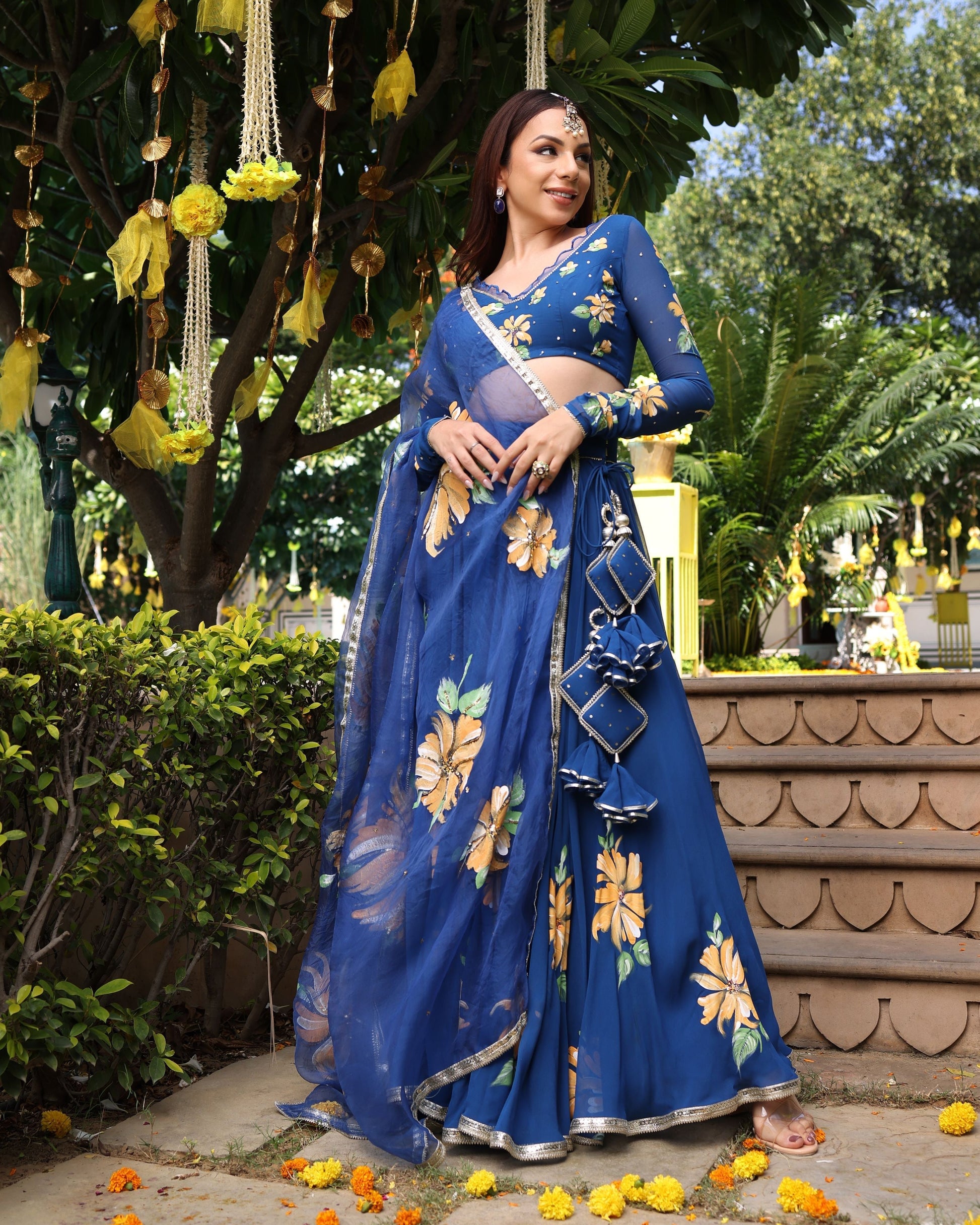 Madison Blue Handpainted Georgette Lehenga Set Quick Cart