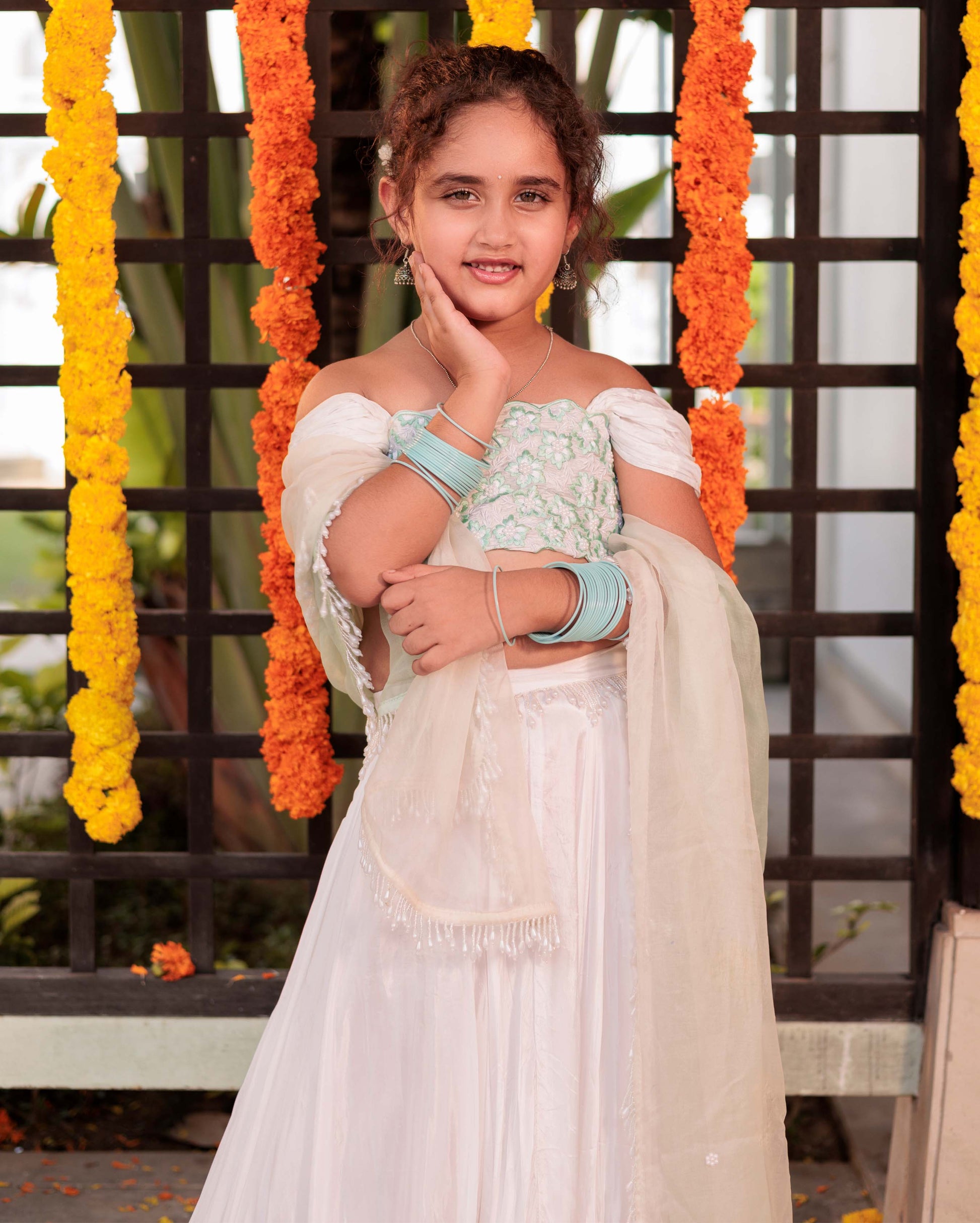 Snowflake Serenade White Silk Lehenga Set My Store