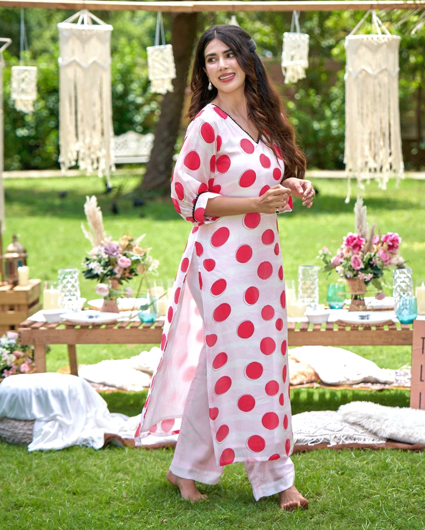 Nainika White Printed Silk Kurta Set My Store