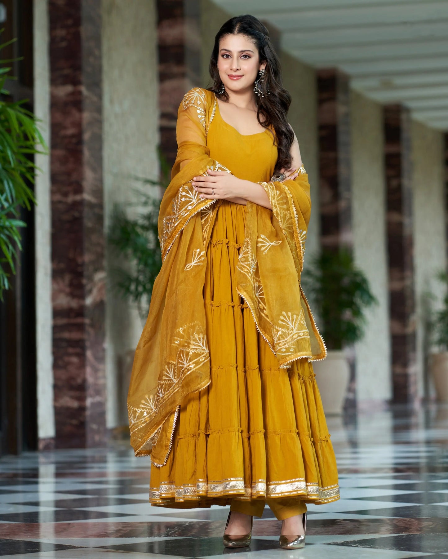 Vedika Mustard Yellow Gotapatti Cotton Suit Set My Store