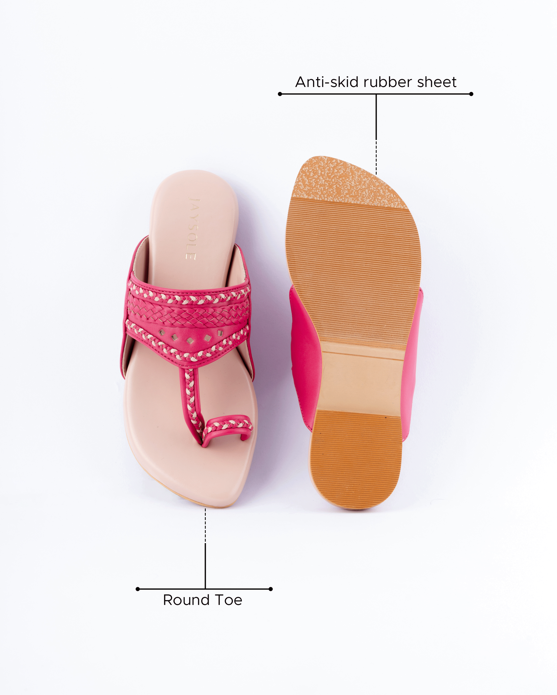 Sienna Pink Kolha Flats My Store