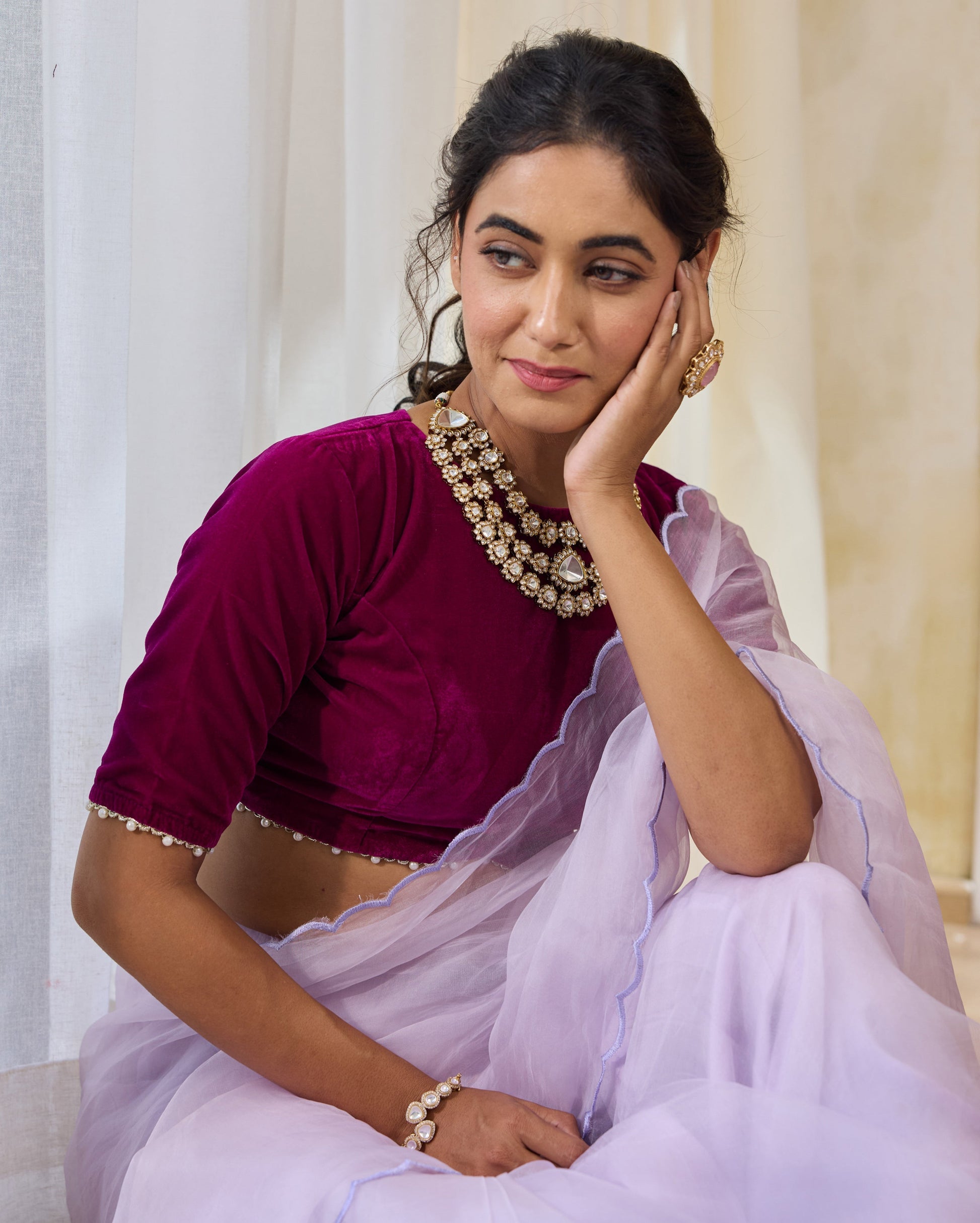 Silken Romance Purple Velvet Blouse My Store