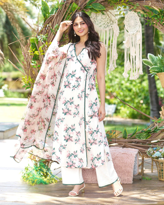 Rishika Off White Printed Silk Suit Set My Store