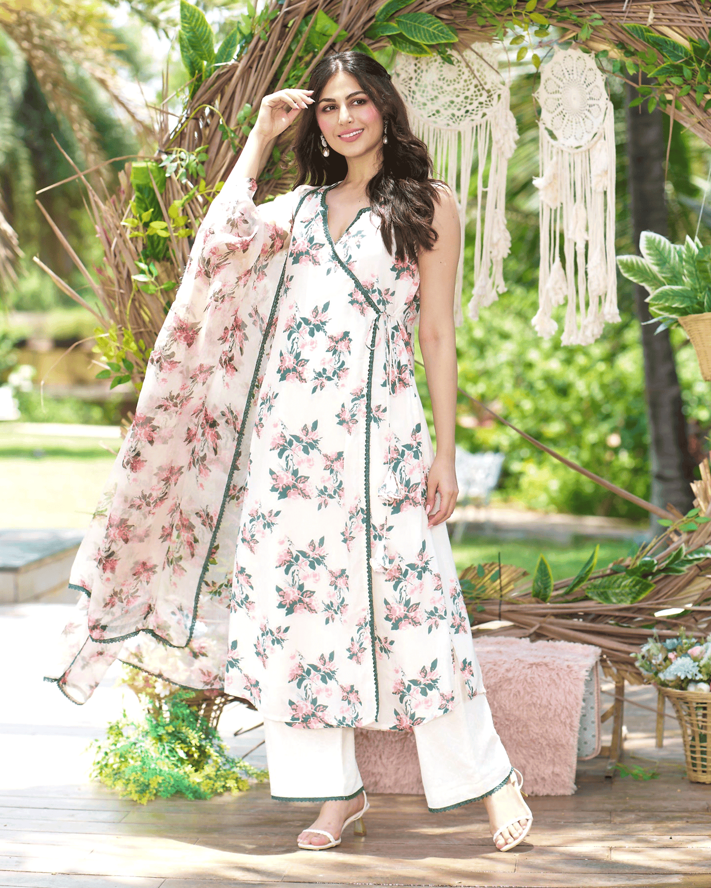 Rishika Off White Printed Silk Suit Set My Store