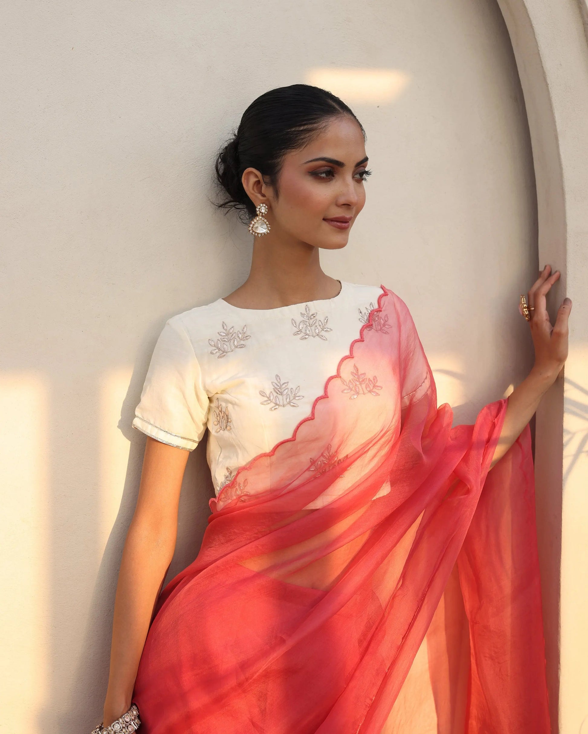 Tara White Chanderi Gotapatti Blouse My Store