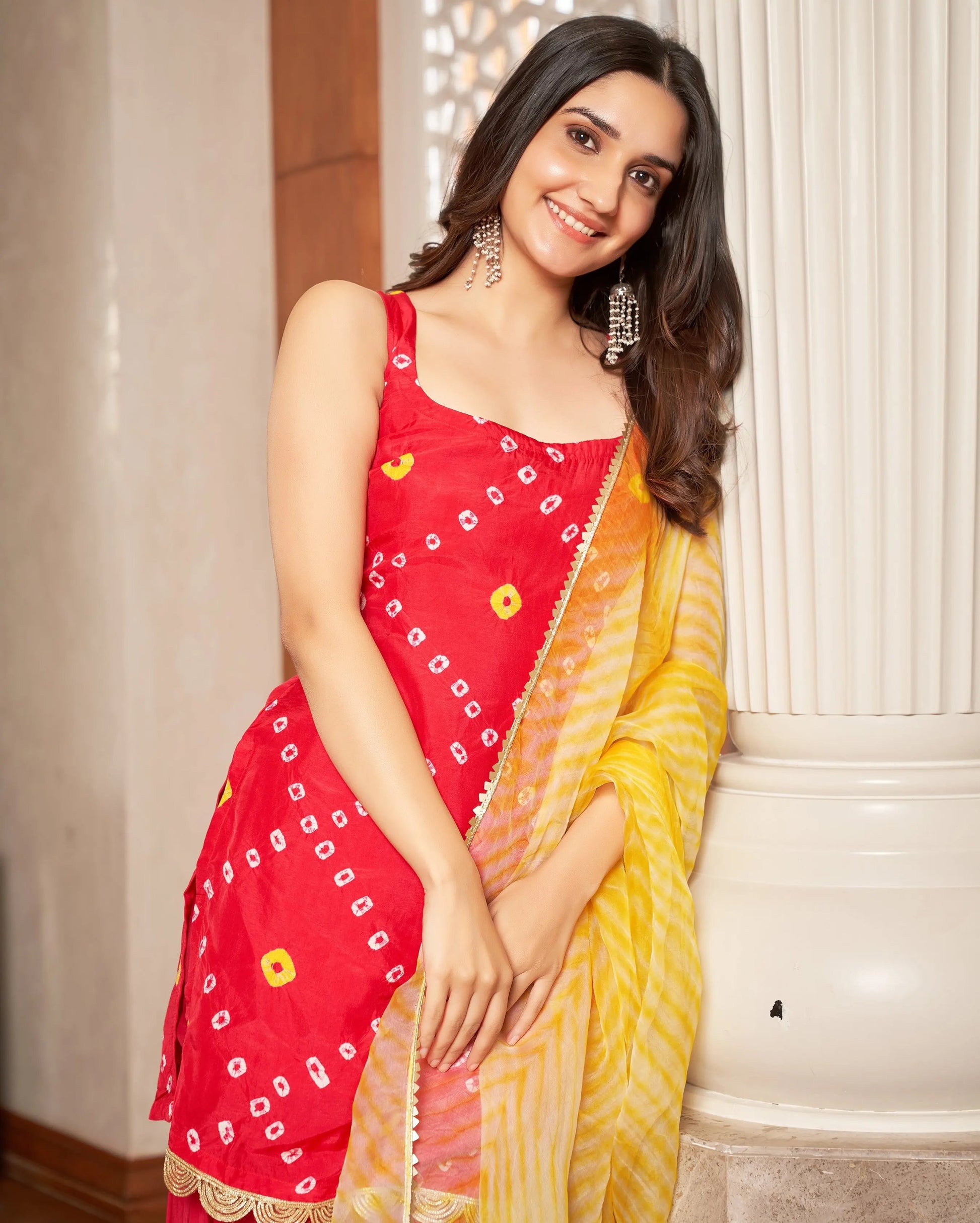 Tithi Pink Bandhani Silk Sharara Set My Store