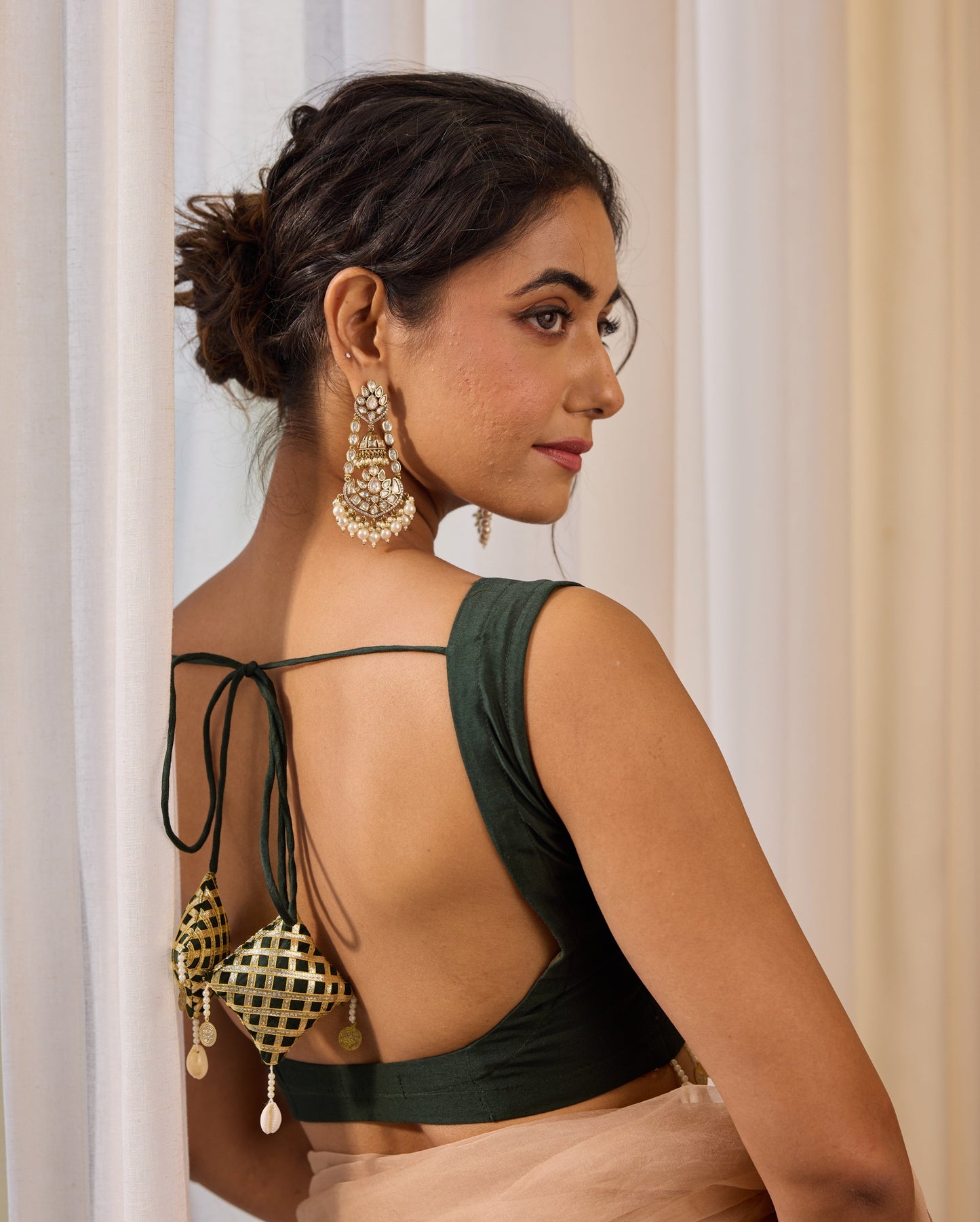 Grecian Grace Green Chanderi Blouse My Store