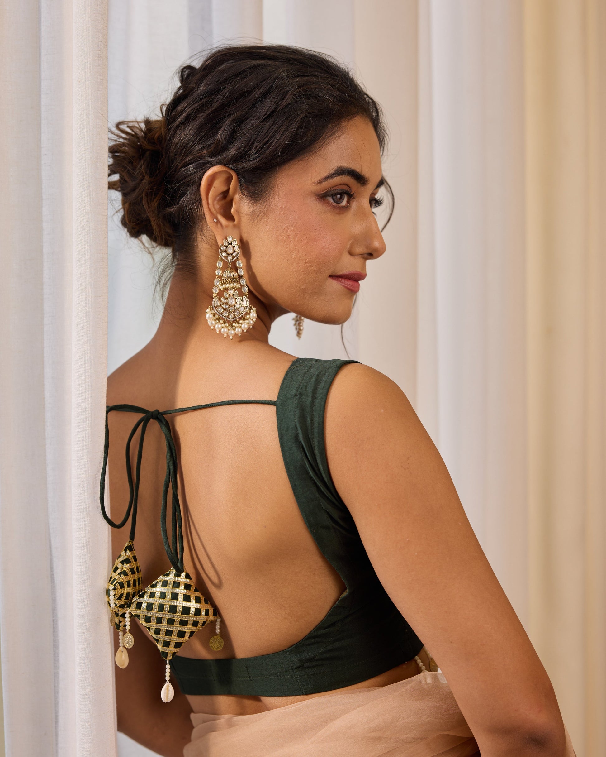 Grecian Grace Green Chanderi Blouse My Store