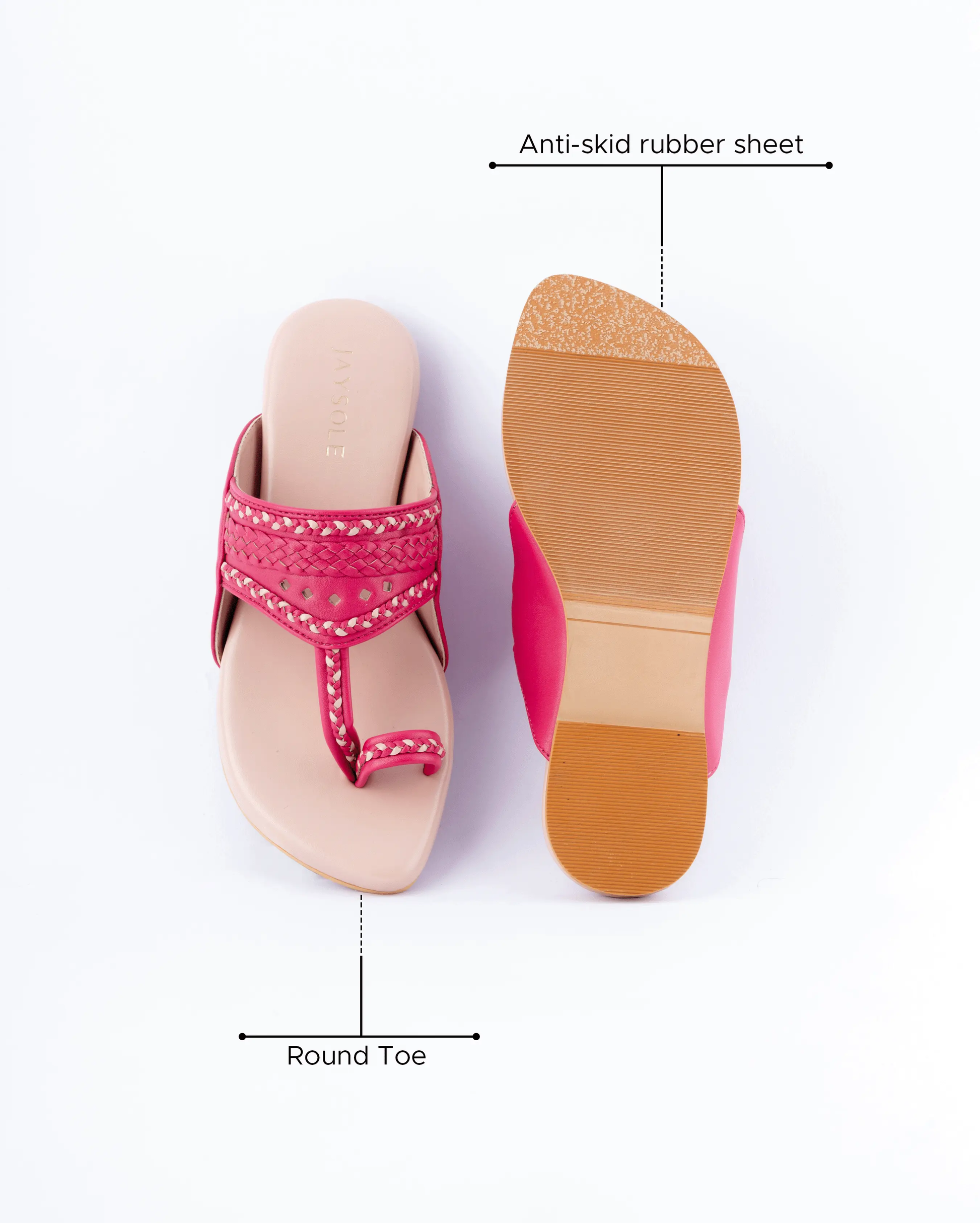 Sienna Pink Kolha Flats My Store