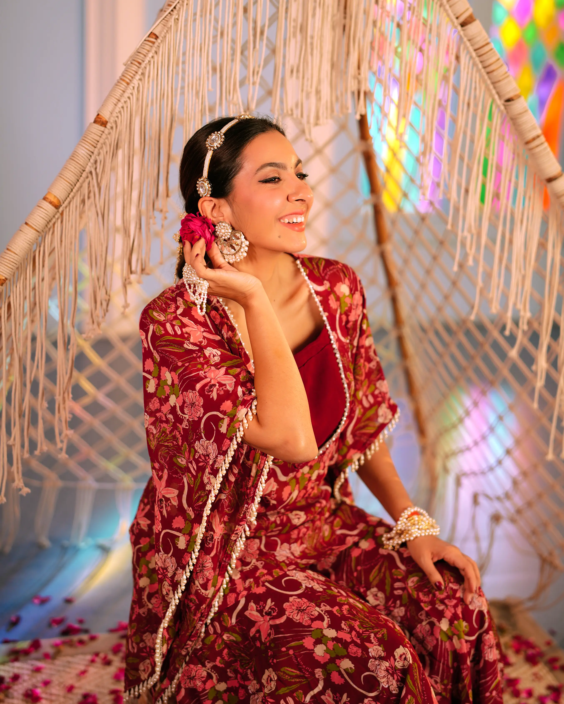 Surbhi Maroon Printed Georgette Coord set My Store