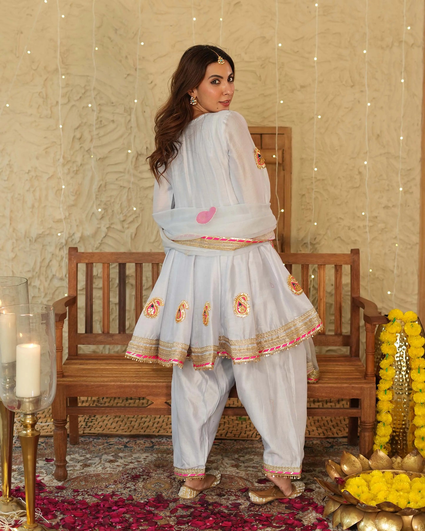Vaani Light Blue Solid Chanderi Suit Set My Store