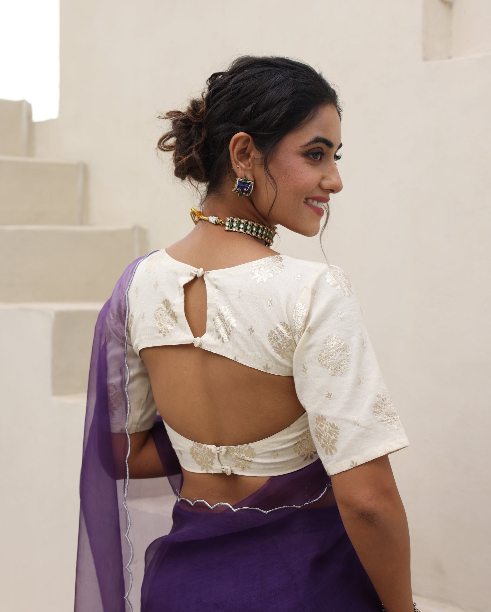 Noor White Jacquard Blouse My Store