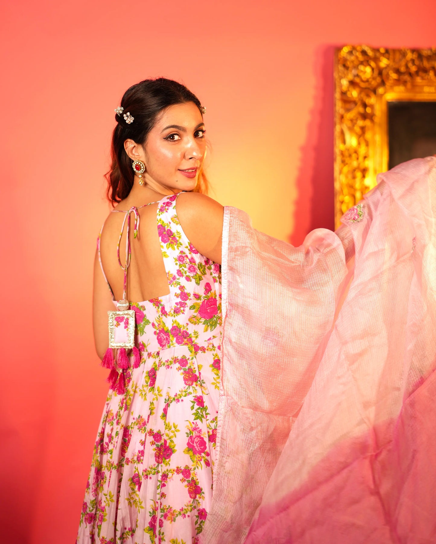 Gulaab Baby Pink Printed Silk Suit Set My Store