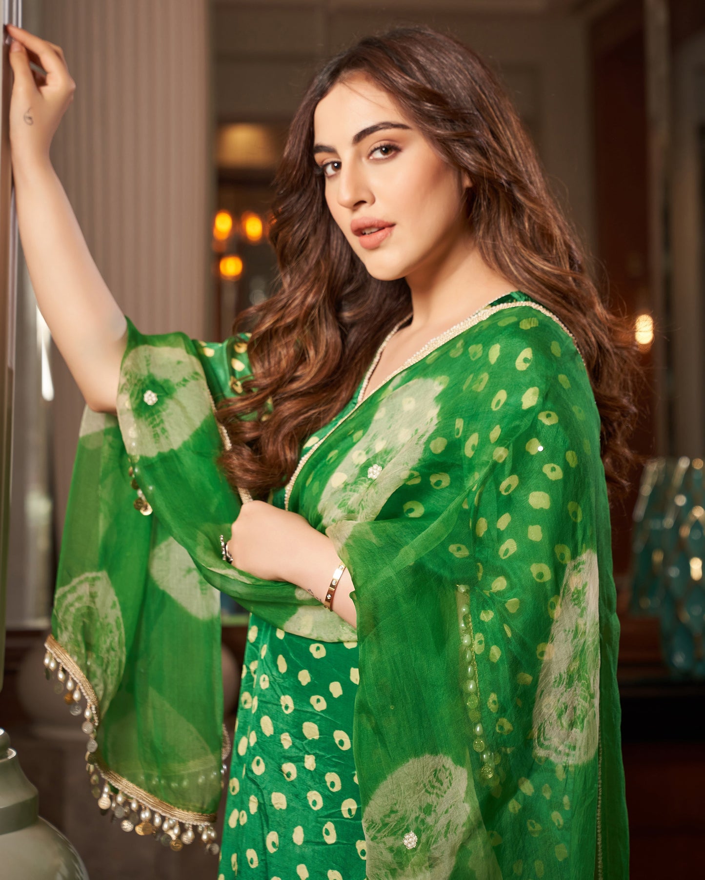Raksika Green Bandhani Silk Suit Set Quick Cart