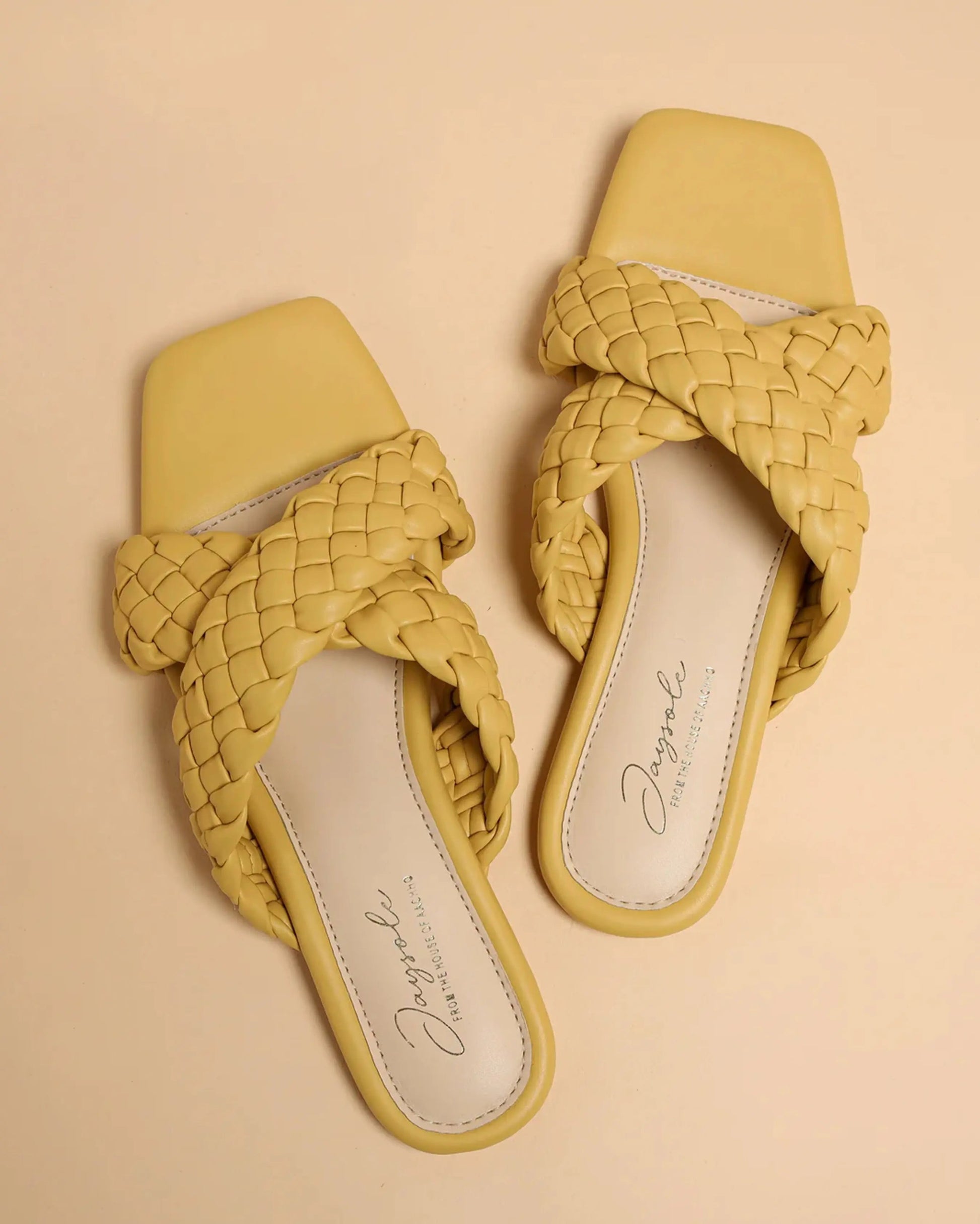 Blazing Yellow Braided Flats My Store