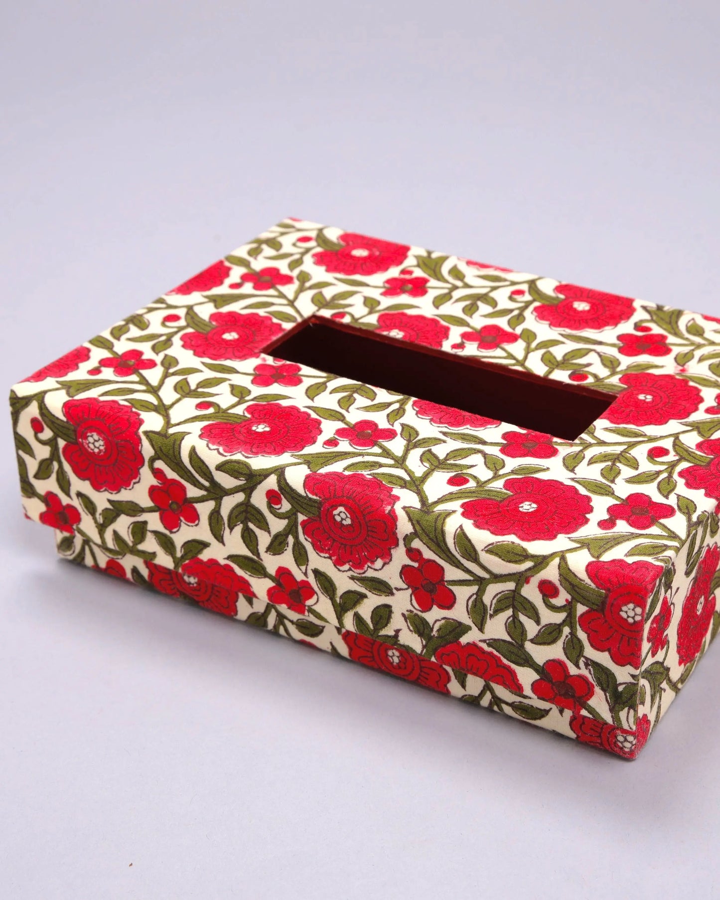 Flame Scarlet Handblock Tissue Box My Store