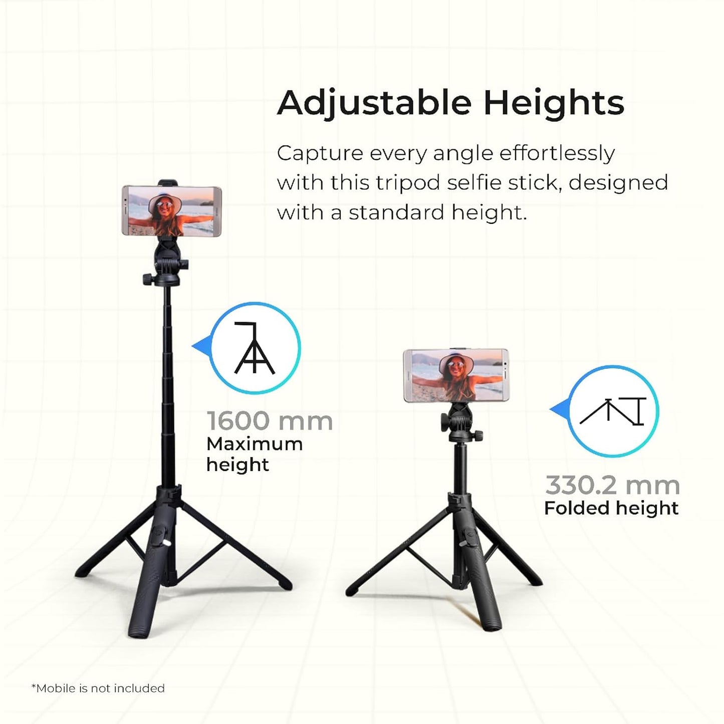 Digitek DTR-525 SS Portable Long Tripod Selfie Stick with 3 Legs Tripod