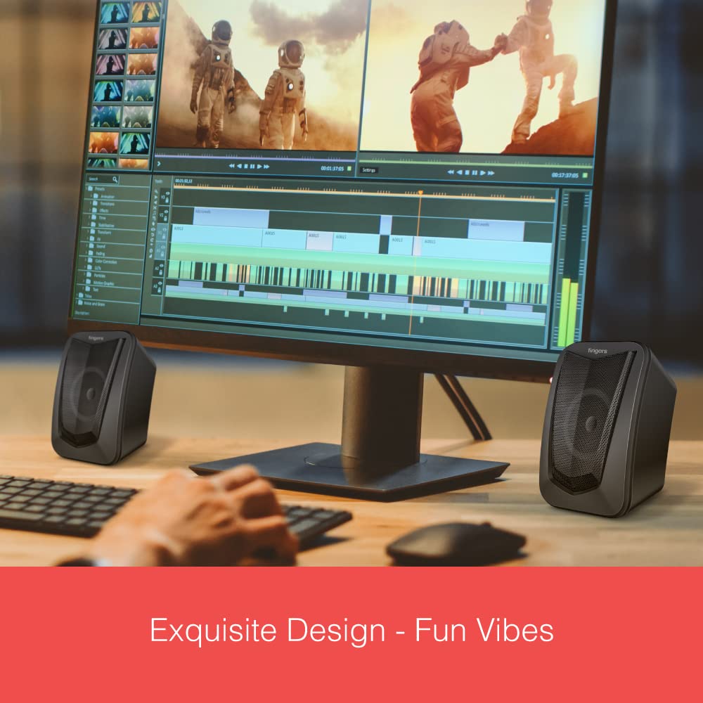 Fingers FunBeats Wired Speaker 6 W 2.0 Channel  Powerful Bass Black