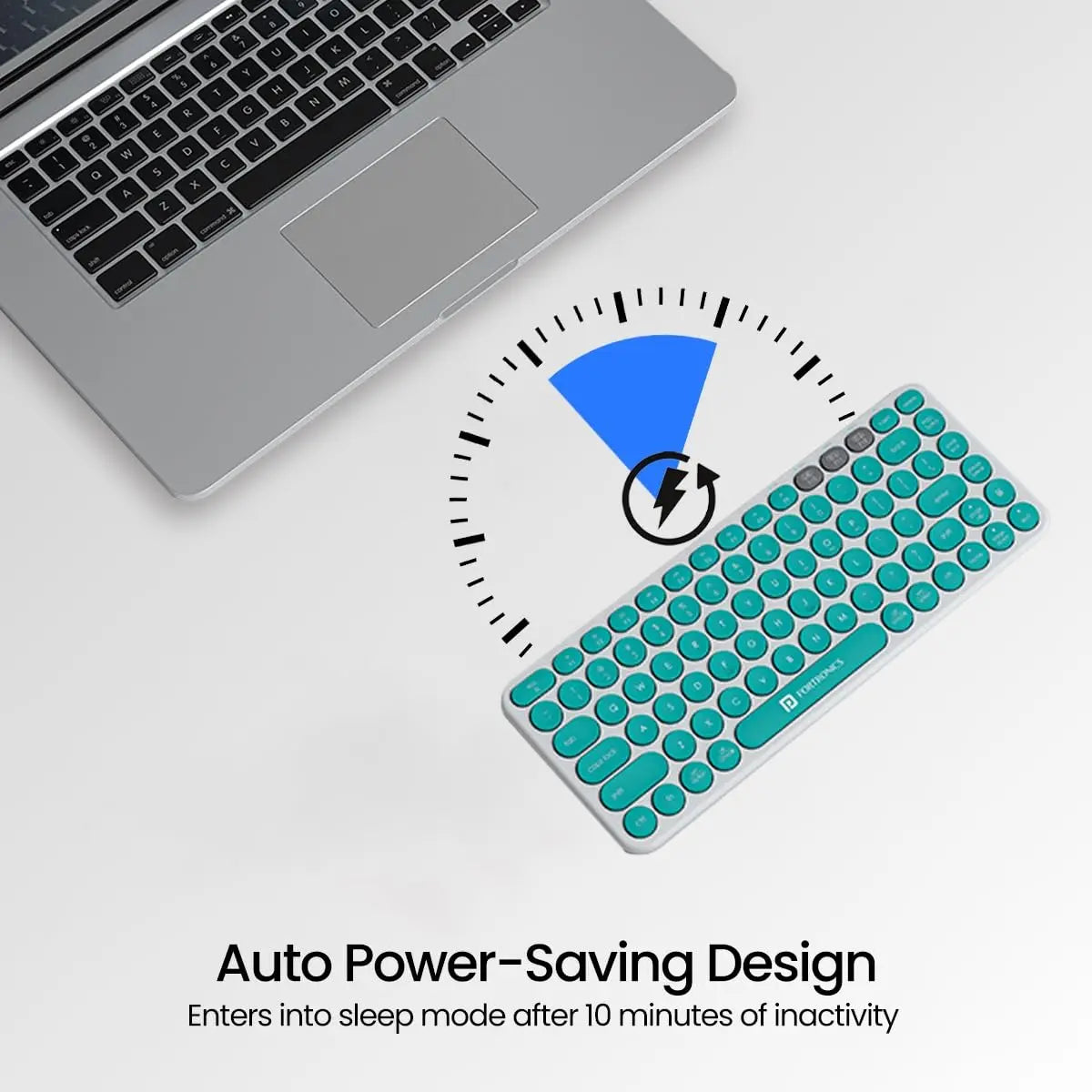 Portronics Bubble 2.0 Wireless Keyboard with Bluetooth + 2.4 GHz Receiver, Connect 3 Devices Blue