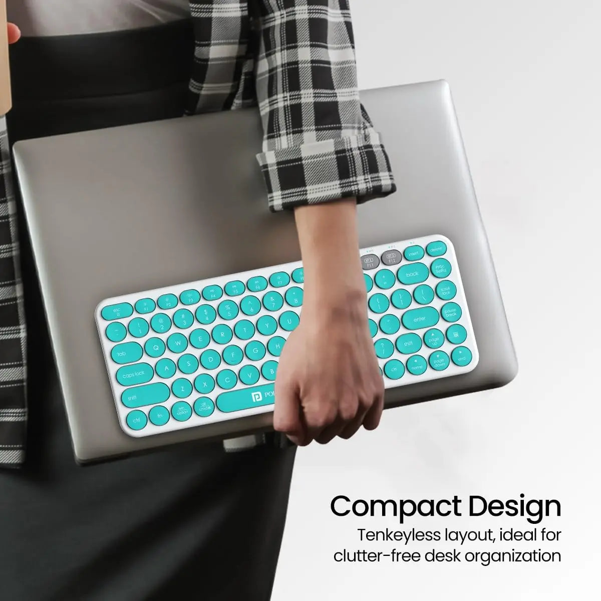 Portronics Bubble 2.0 Wireless Keyboard with Bluetooth + 2.4 GHz Receiver, Connect 3 Devices Blue