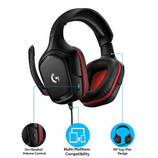 Logitech G331 Wired Gaming Headphone Flip-to-Mute Mic for Playstation 4, Xbox One and Nintendo Switch