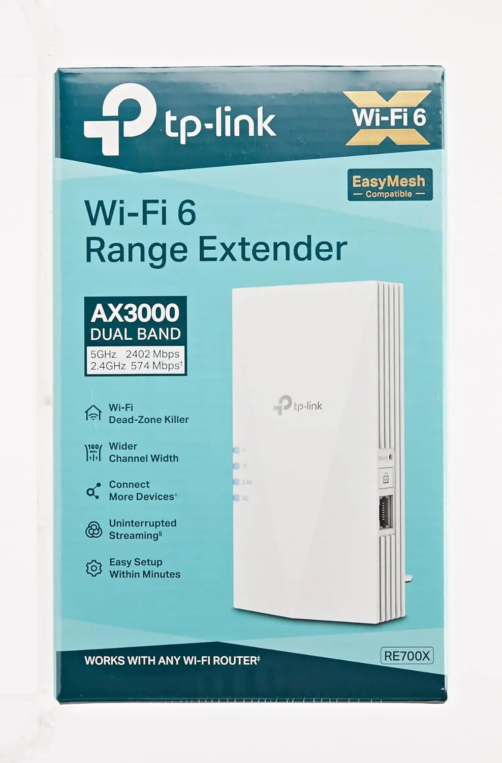 TP-Link AX3000 Mesh Dual Band Wi-Fi 6 Range Extender RE700X