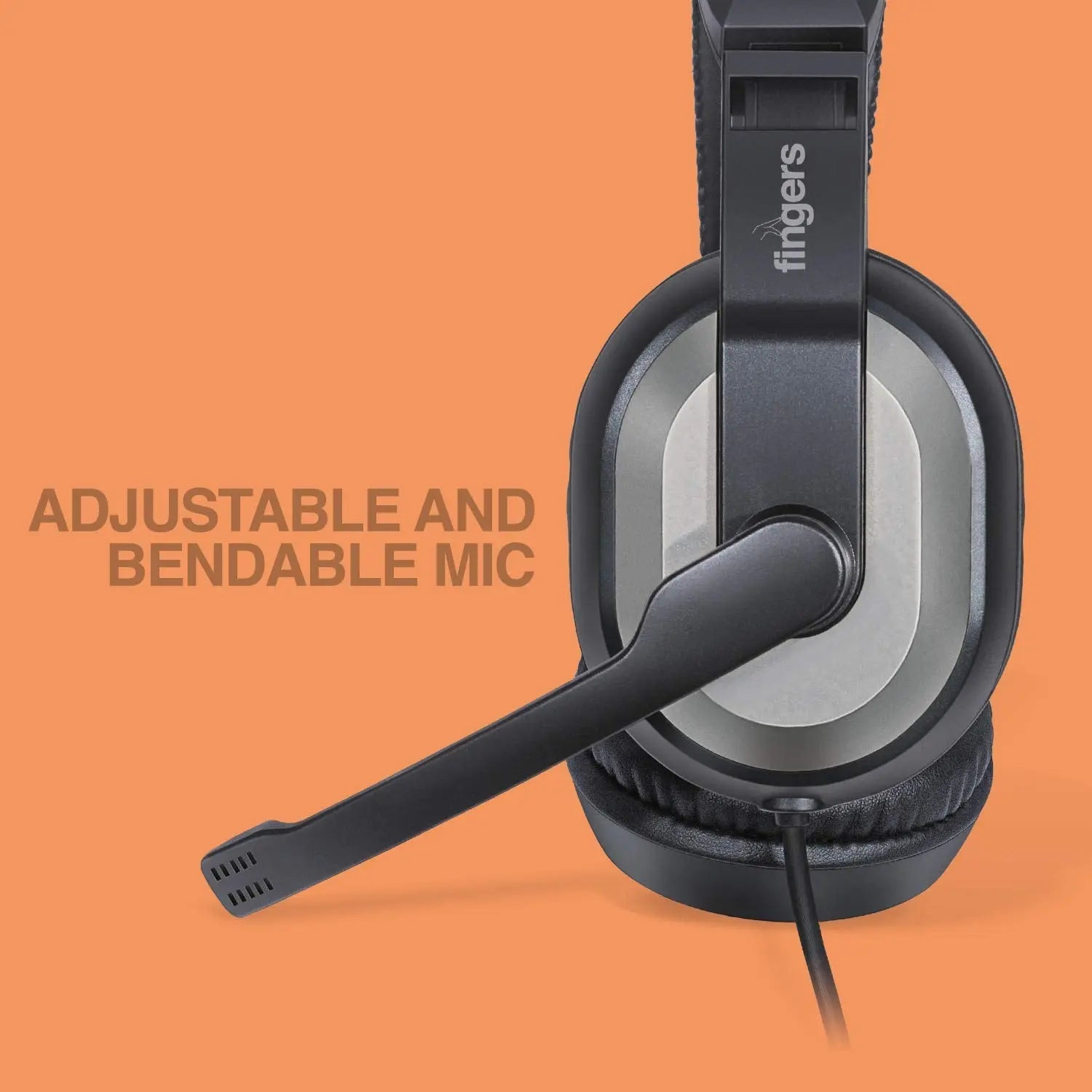 Fingers Wired Headphone F10 With Mic Dual Pin  Black