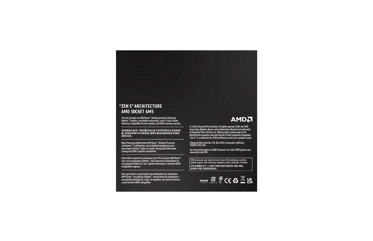 AMD Ryzen 5 9600X 6 Cores 12 Threads 5.4GHz 38MB Cache AM5 Socket Desktop Processor