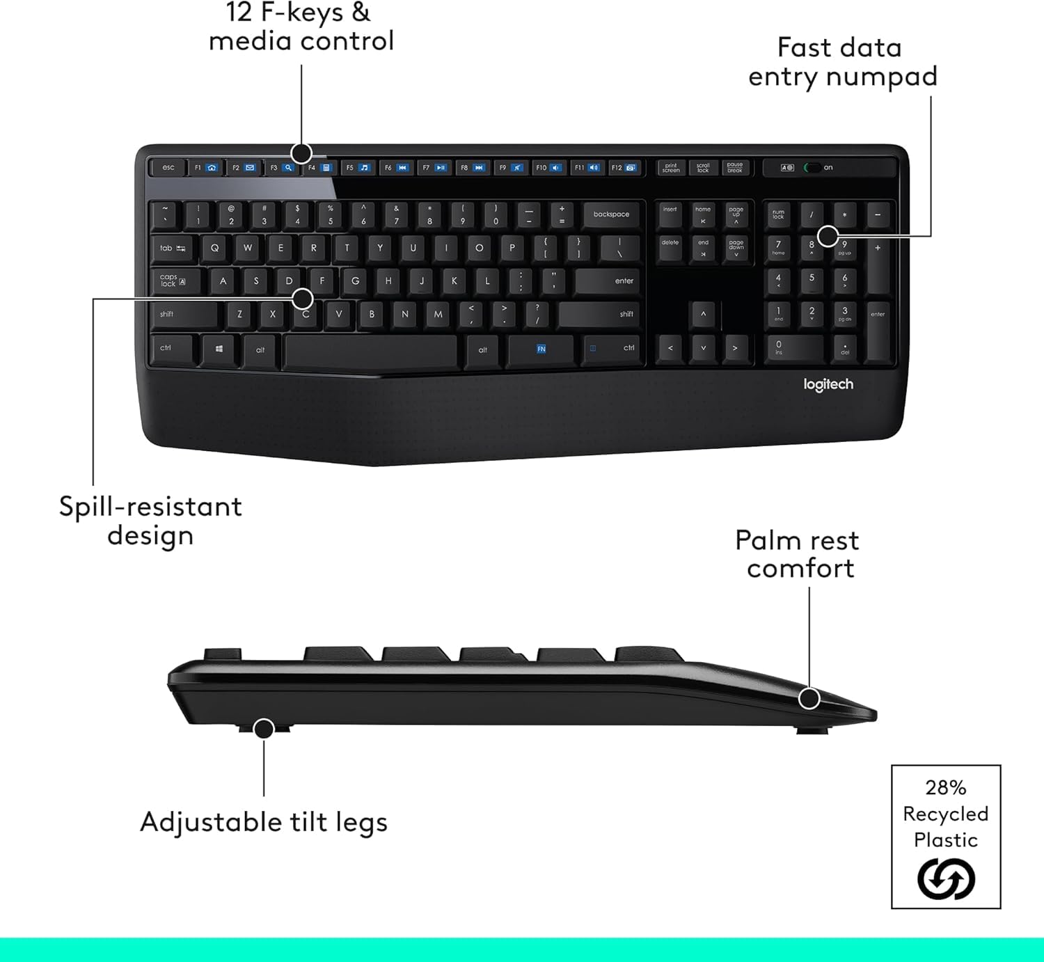 Logitech MK345 Wireless Keyboard and Mouse Combo Black