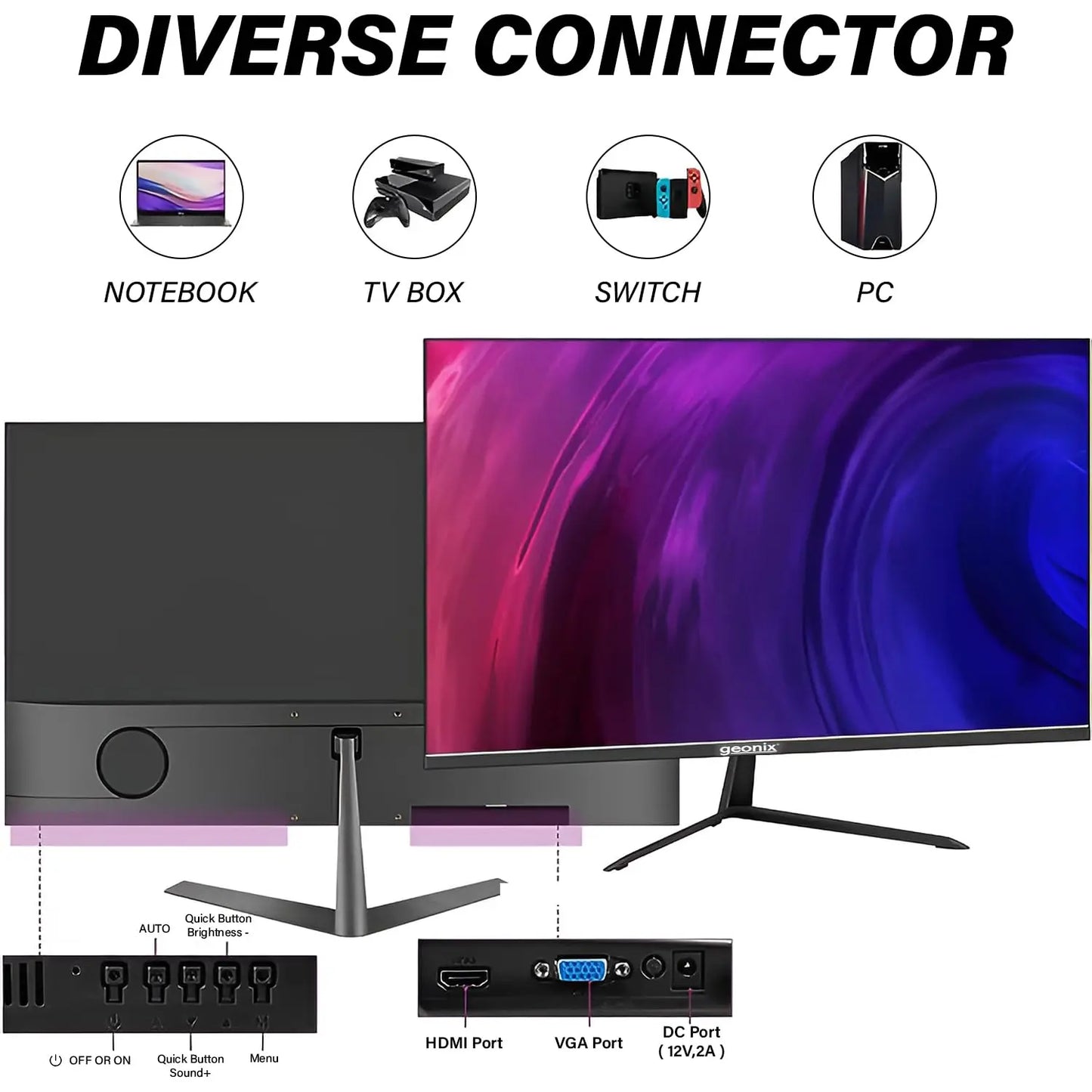 GEONIX 22 Inch Full HD IPS 75Hz 100% sRGB 178° Wide Viewing Angle PC Monitor My Store